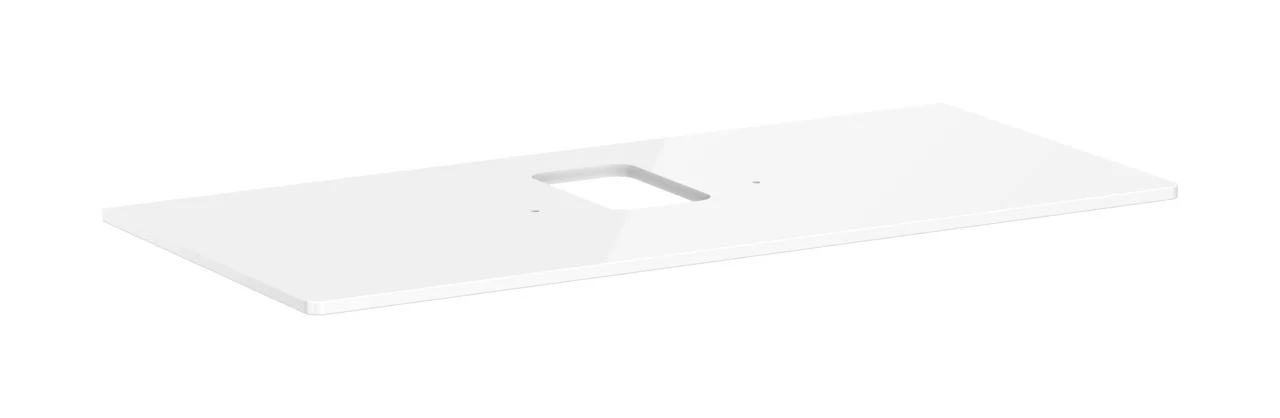 Hansgrohe Xelu Q Konsole, mittiger Ausschnitt für Aufsatzwaschtisch mit Hahnloch, Weiß Hochglanz, 1.180 x 540 mm, 16 mm Materialstärke