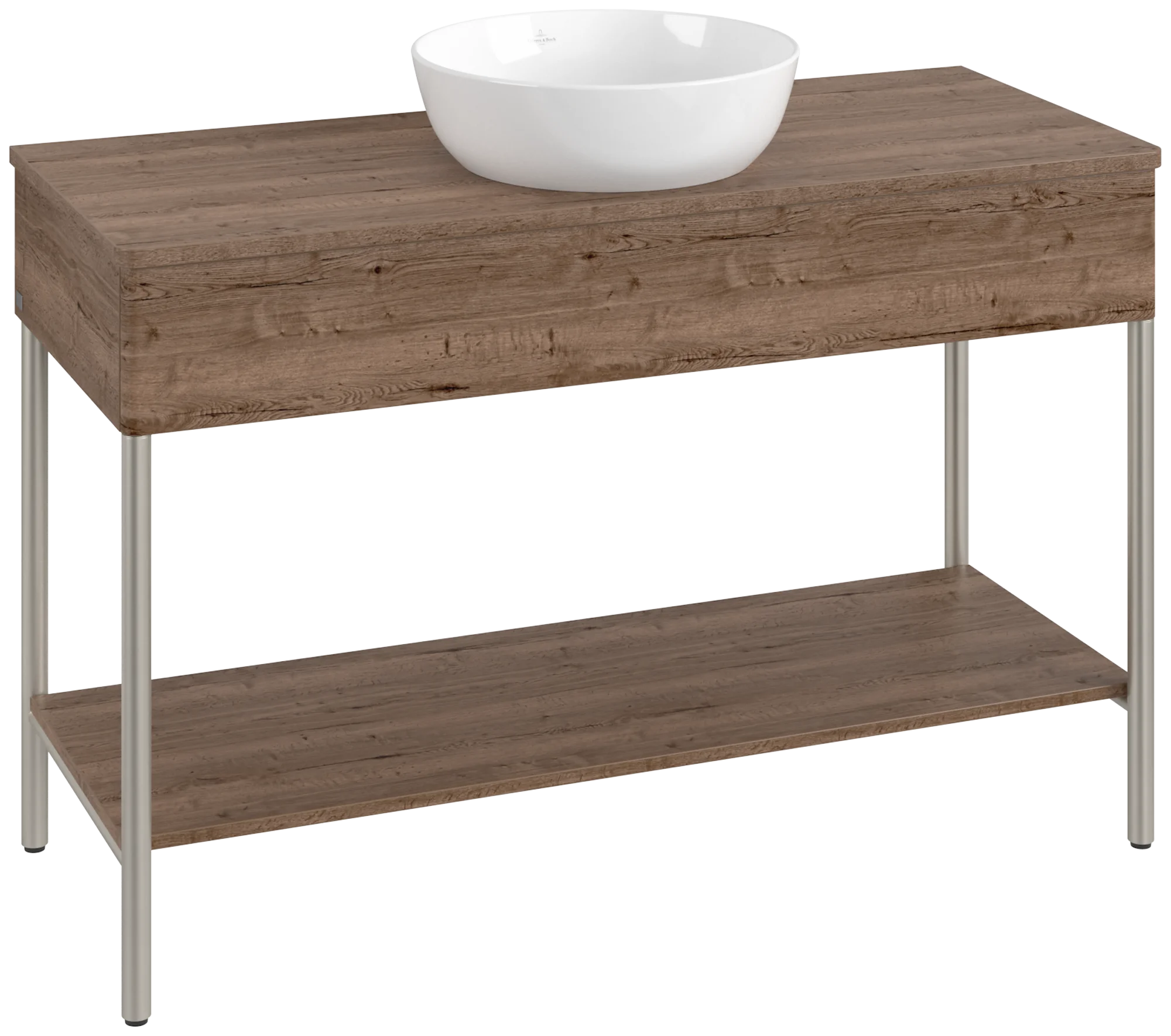 Villeroy & Boch Waschbeckenunterschrank Artis K65010, Eckig, Tobacco Oak, 1.200 x 782 x 500 mm, Push-to-open Funktion, 1 Auszug mit Antirutsch-Boden