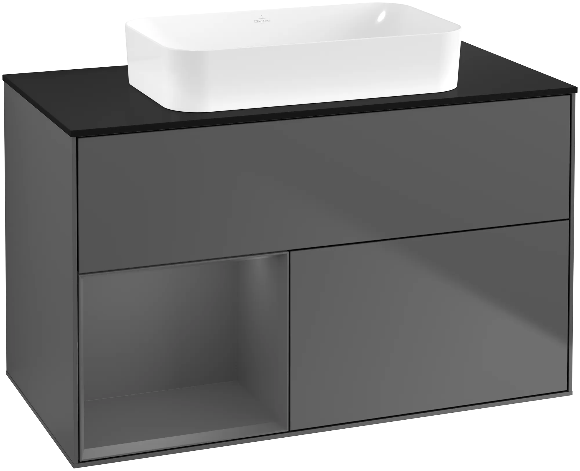 Villeroy & Boch Waschtischunterschrank „Finion“ für Schrankwaschtisch 1000 × 603 × 501 mm Anthracite Matt Lacquer, ohne Hahnlochbohrung, für Becken mittig Villeroy & Boch Waschtischunterschrank „Finion“ für Schrankwaschtisch 1000 × 603 × 501 mm Anthracite Matt Lacquer, ohne Hahnlochbohrung, für Becken mittig