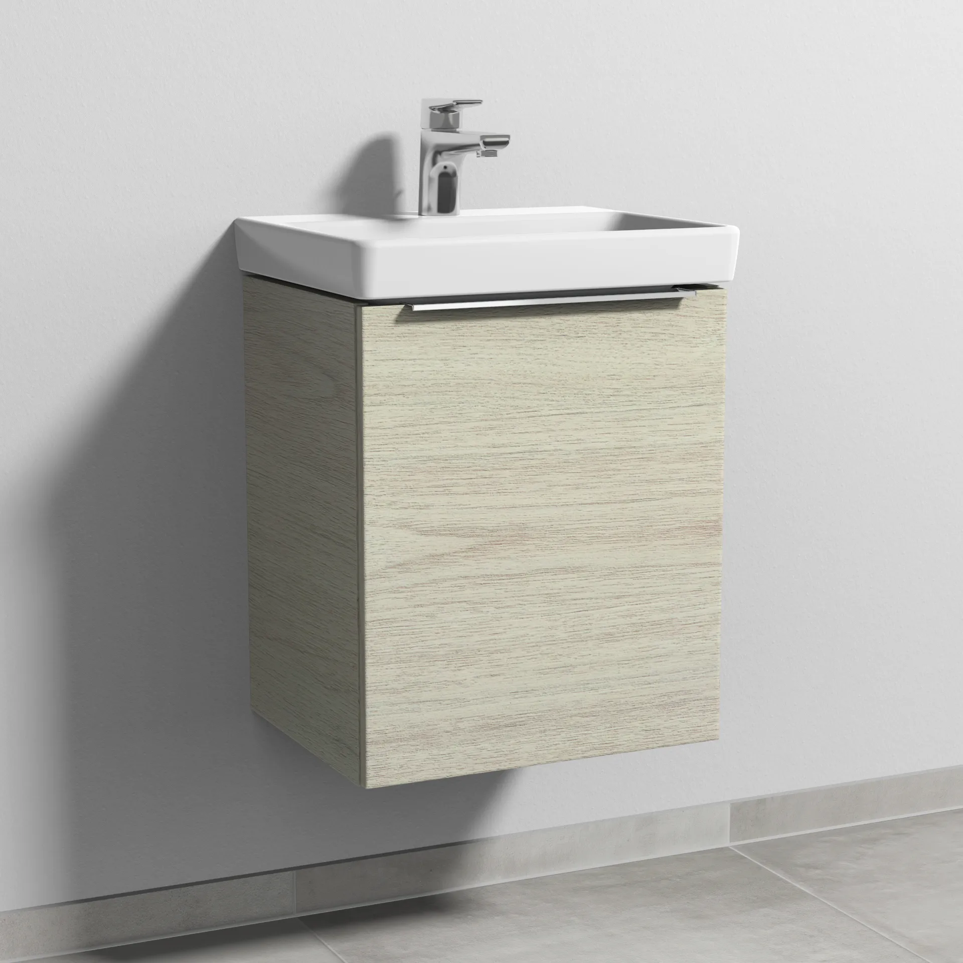 Sanipa Waschtischunterschrank „3way“ passend zu Keramik-Waschtische Avento von Villeroy & Boch 430 × 510 × 352 mm in White Oak, Anschlag rechts