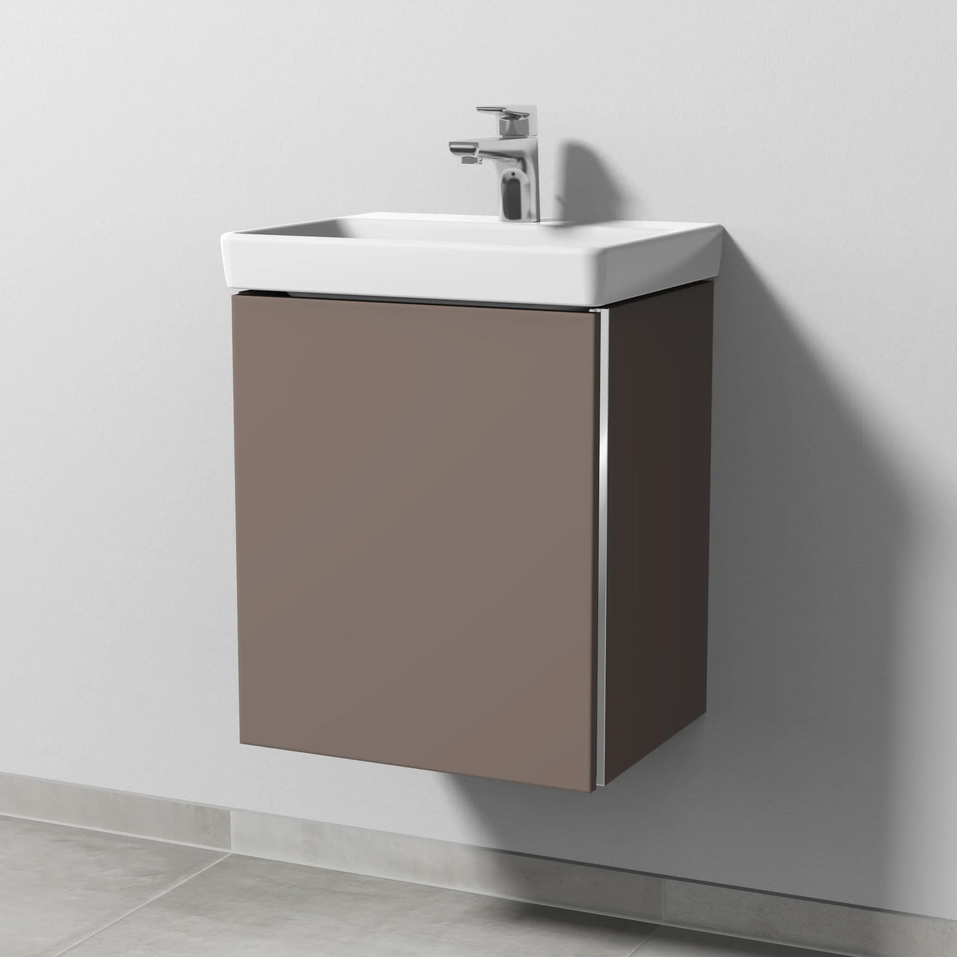 Sanipa Waschtischunterschrank „3way“ passend zu Keramik-Waschtische Avento von Villeroy & Boch 430 × 510 × 352 mm in Taupe (matt), Anschlag links Sanipa Waschtischunterschrank „3way“ passend zu Keramik-Waschtische Avento von Villeroy & Boch 430 × 510 × 352 mm in Taupe (matt), Anschlag links