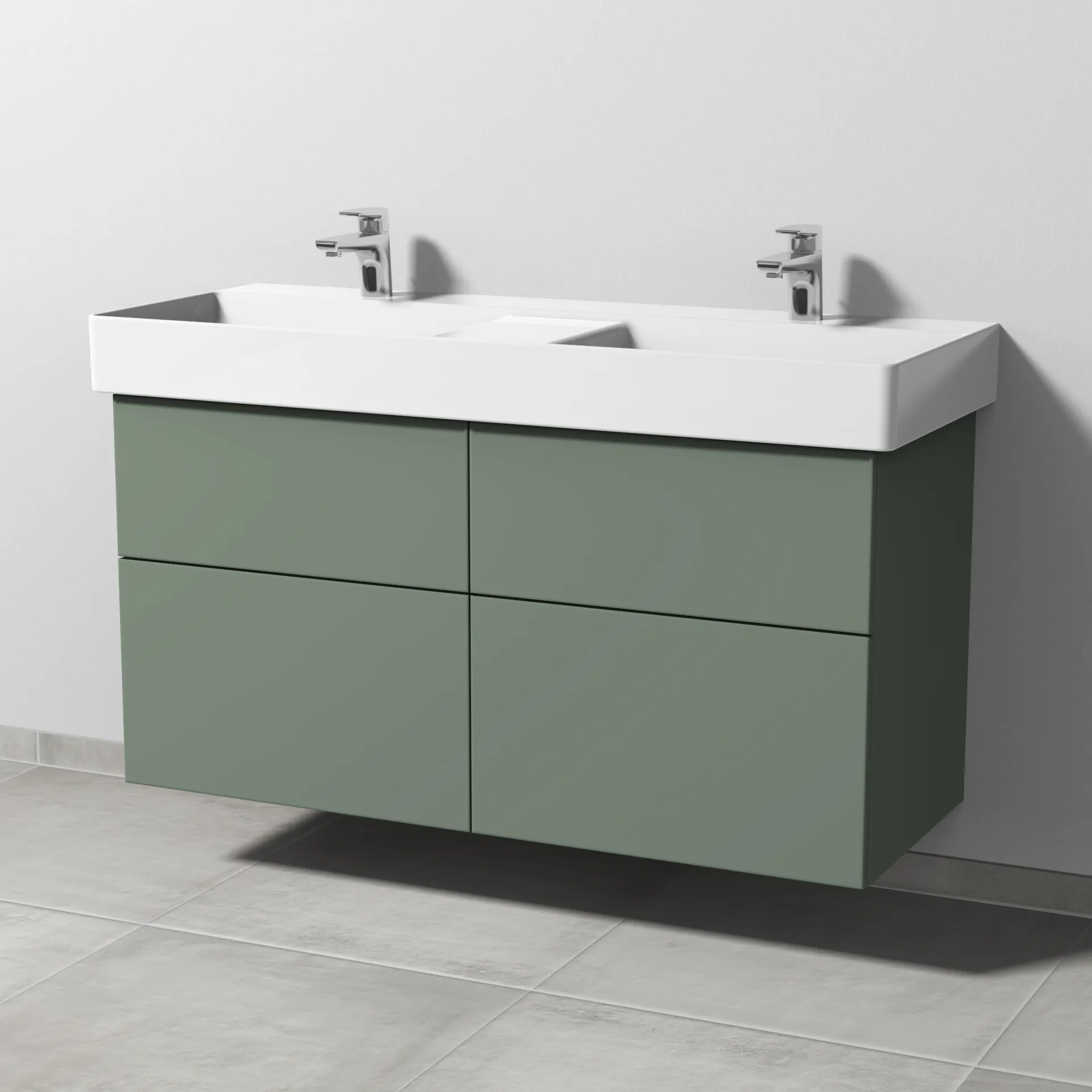 Sanipa Waschtischunterschrank „3way“ passend zu Keramik-Waschtische Dura Square von Duravit 1140 × 588 × 447 mm in Soft-Green