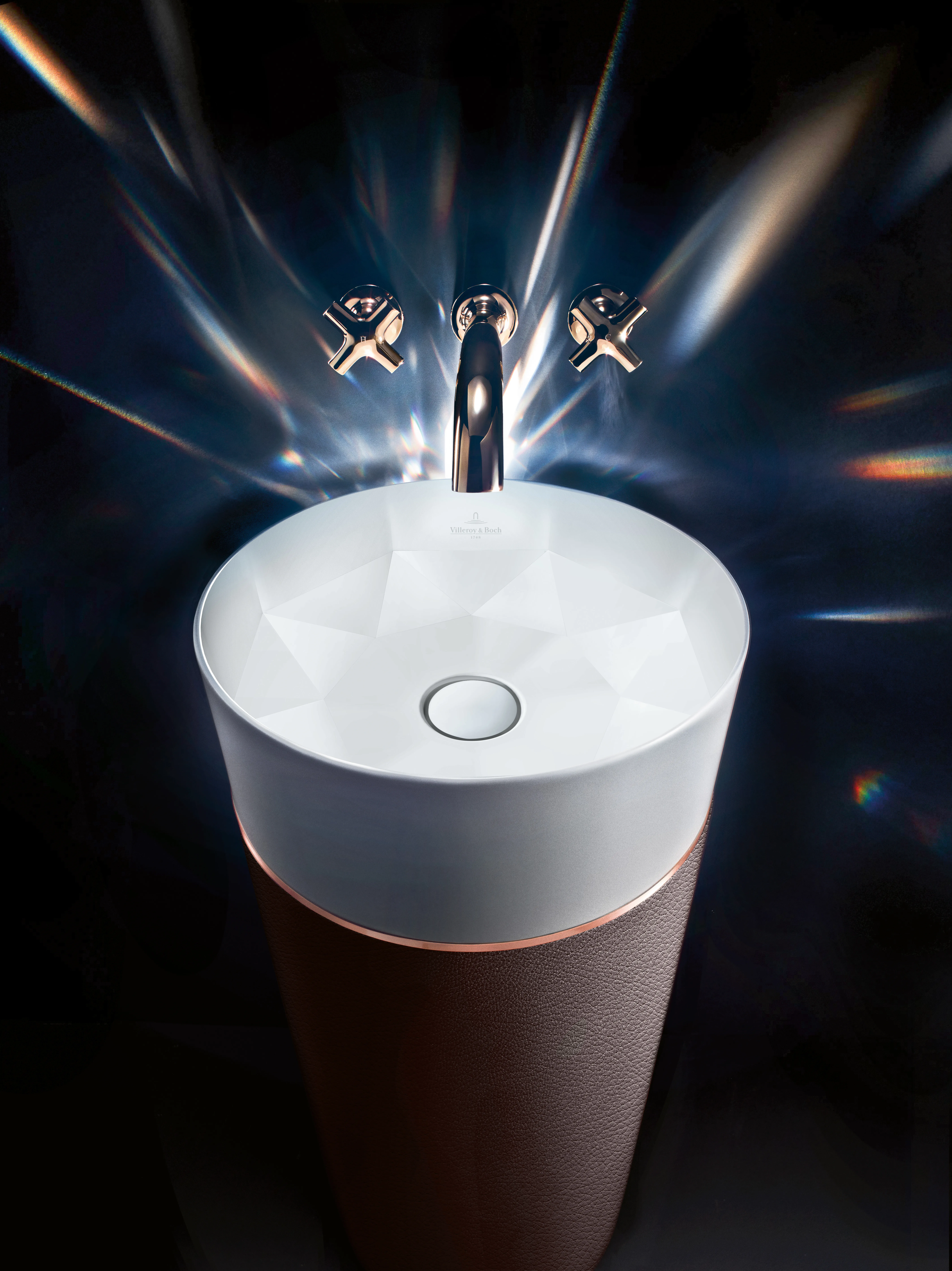 Villeroy & Boch Waschtischschale aus TitanCeram „Octagon“ ⌀ 400 mm in Mocha Leather