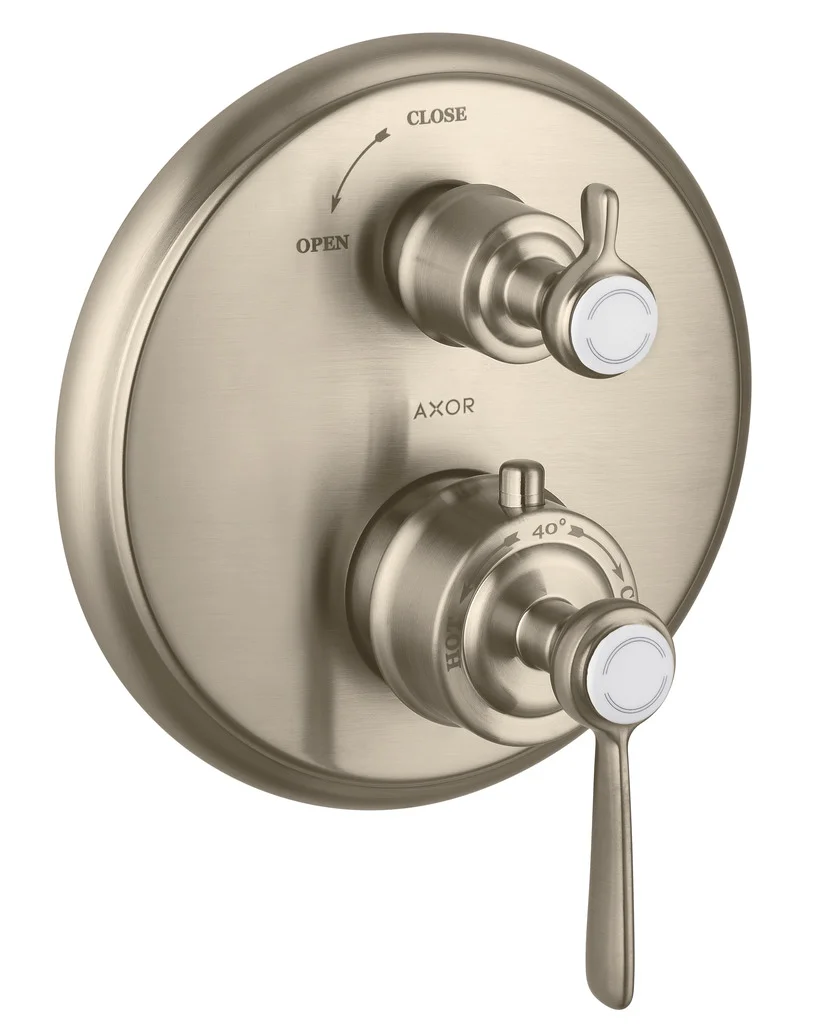 Hansgrohe AXOR Montreux Thermostat Unterputz mit Hebelgriff Brushed Nickel, 2 Verbraucher, max. Durchfluss 29 l/min, einstellbare Temperaturbegrenzung