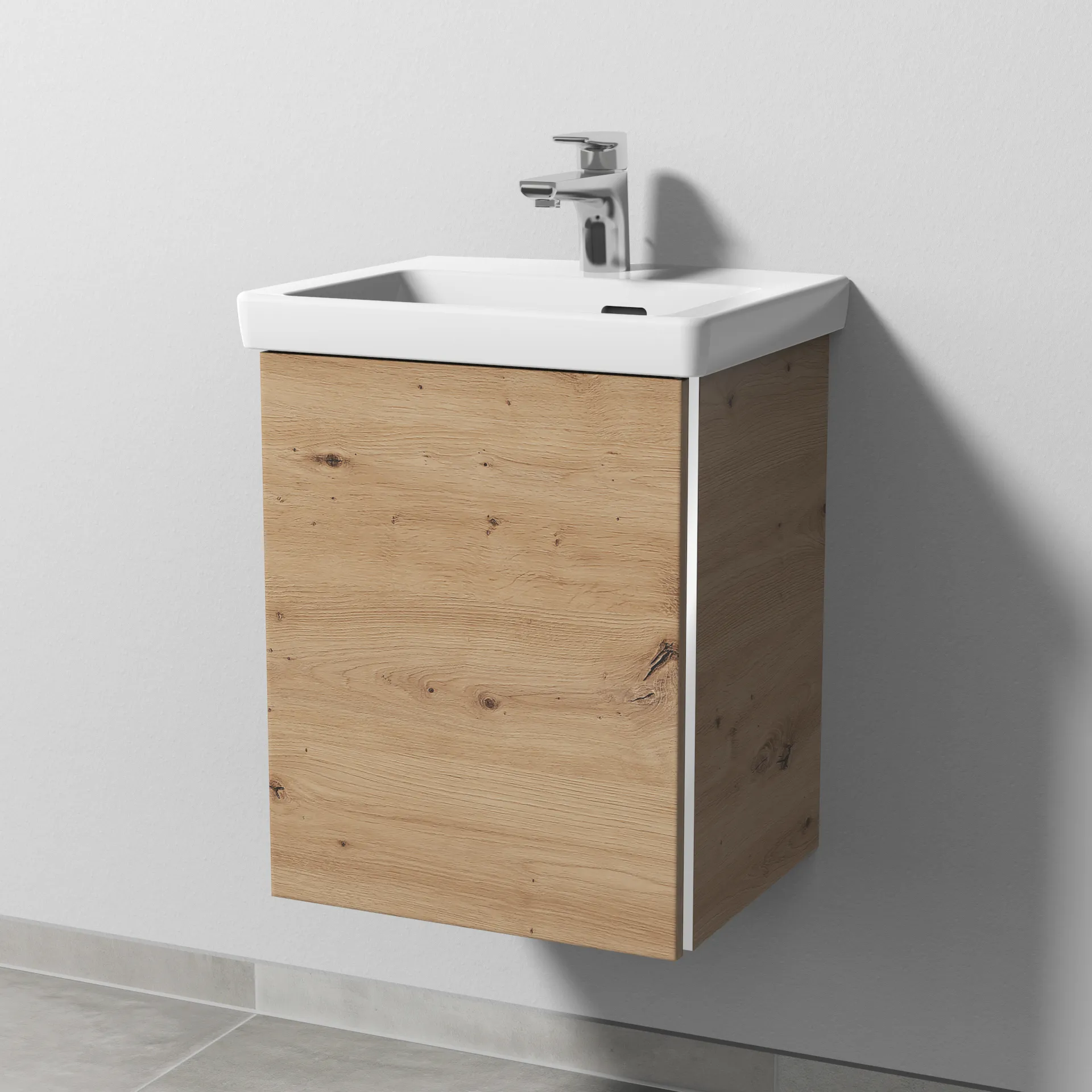 Sanipa Waschtischunterschrank „3way“ 407 × 517 × 361 mm in Eiche Natural-Touch, Anschlag links
