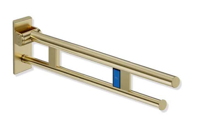 HEWI System 900 Stützklappgriff Duo, Edelstahl PVD, links, Ausladung 700 mm