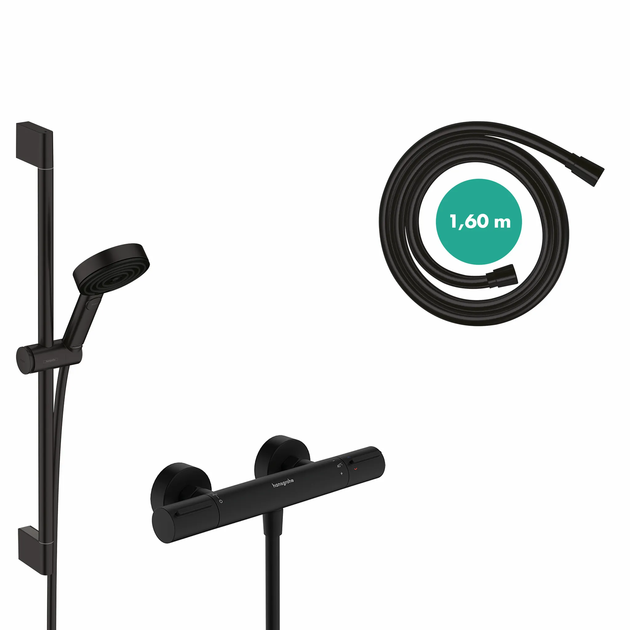 Hansgrohe Pulsify Select S 105 3jet Relaxation EcoSmart mit Ecostat Element, Brausestange 65 cm, Mattschwarz Hansgrohe Pulsify Select S 105 3jet Relaxation EcoSmart mit Ecostat Element, Brausestange 65 cm, Mattschwarz