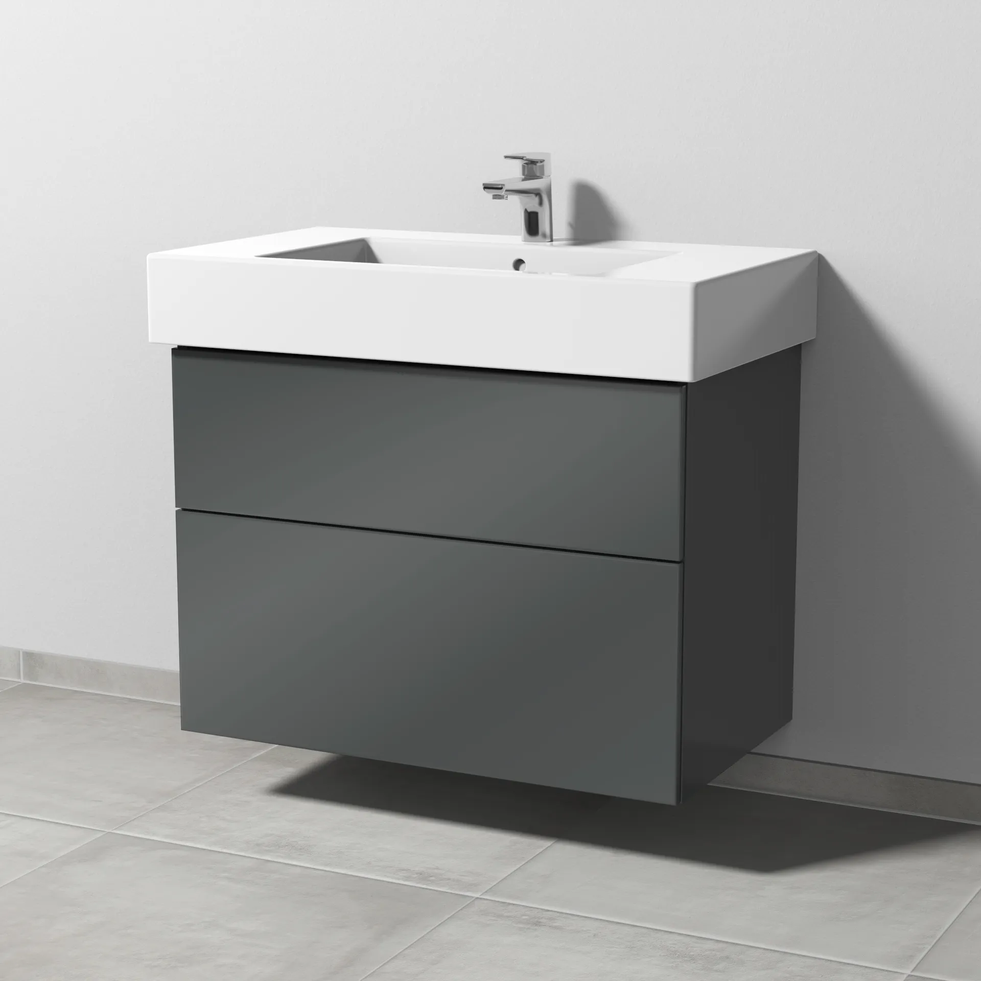 Sanipa Waschtischunterschrank „3way“ passend zu Keramik-Waschtische Vero von Duravit 800 × 593 × 467 mm in Anthrazit (glanz)