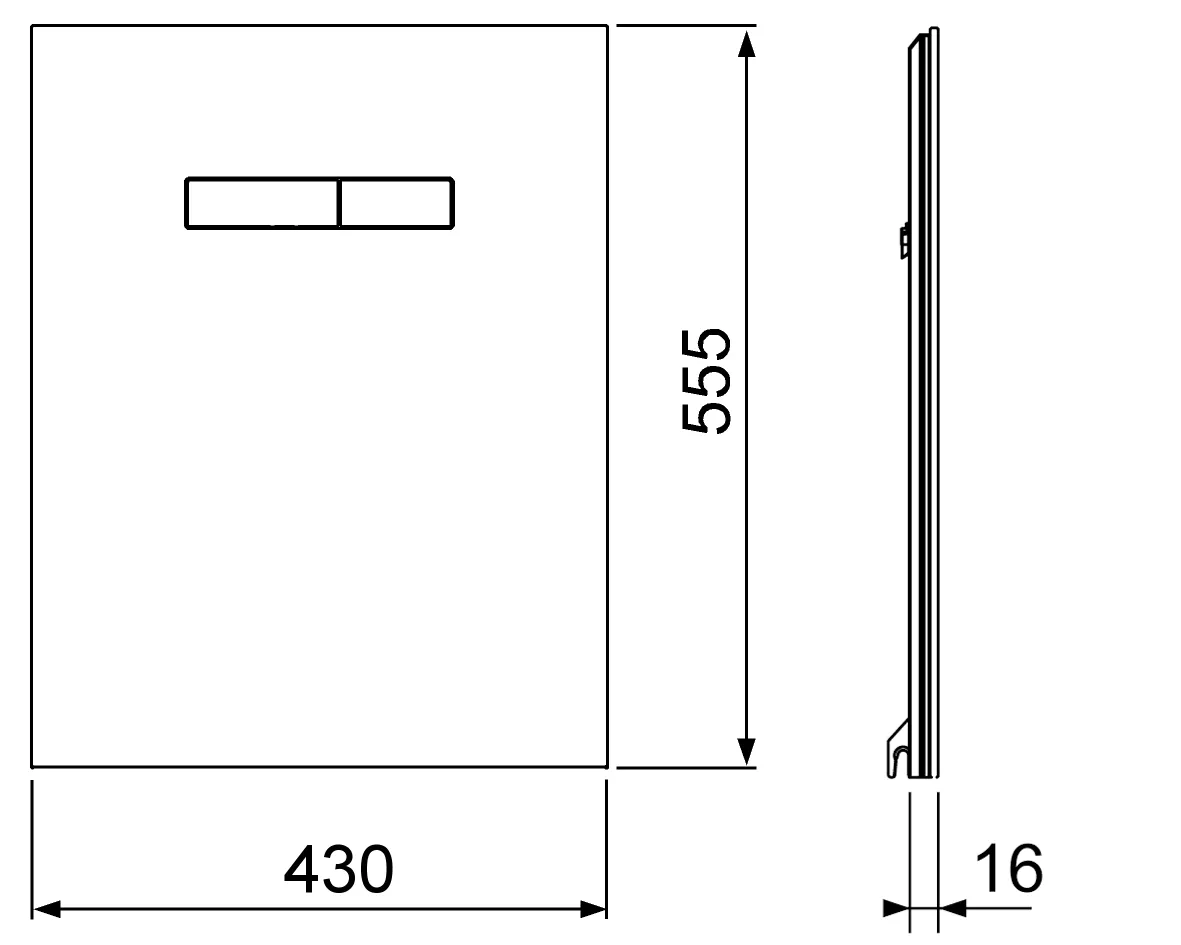 TECElux Betätigungsglasplatte manuell Glas weiß, Tasten weiß