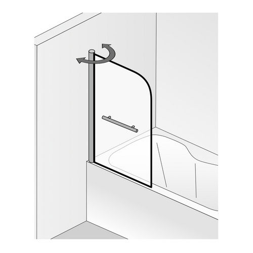 HSK teilgerahmter Badewannenaufsatz pendelbar 1-teilig „Exklusiv“ Glas Mattierung mittig (65 cm), Profile Alu Silber-matt, B: 750 mm H: 1400 mm HSK teilgerahmter Badewannenaufsatz pendelbar 1-teilig „Exklusiv“ Glas Mattierung mittig (65 cm), Profile Alu Silber-matt, B: 750 mm H: 1400 mm