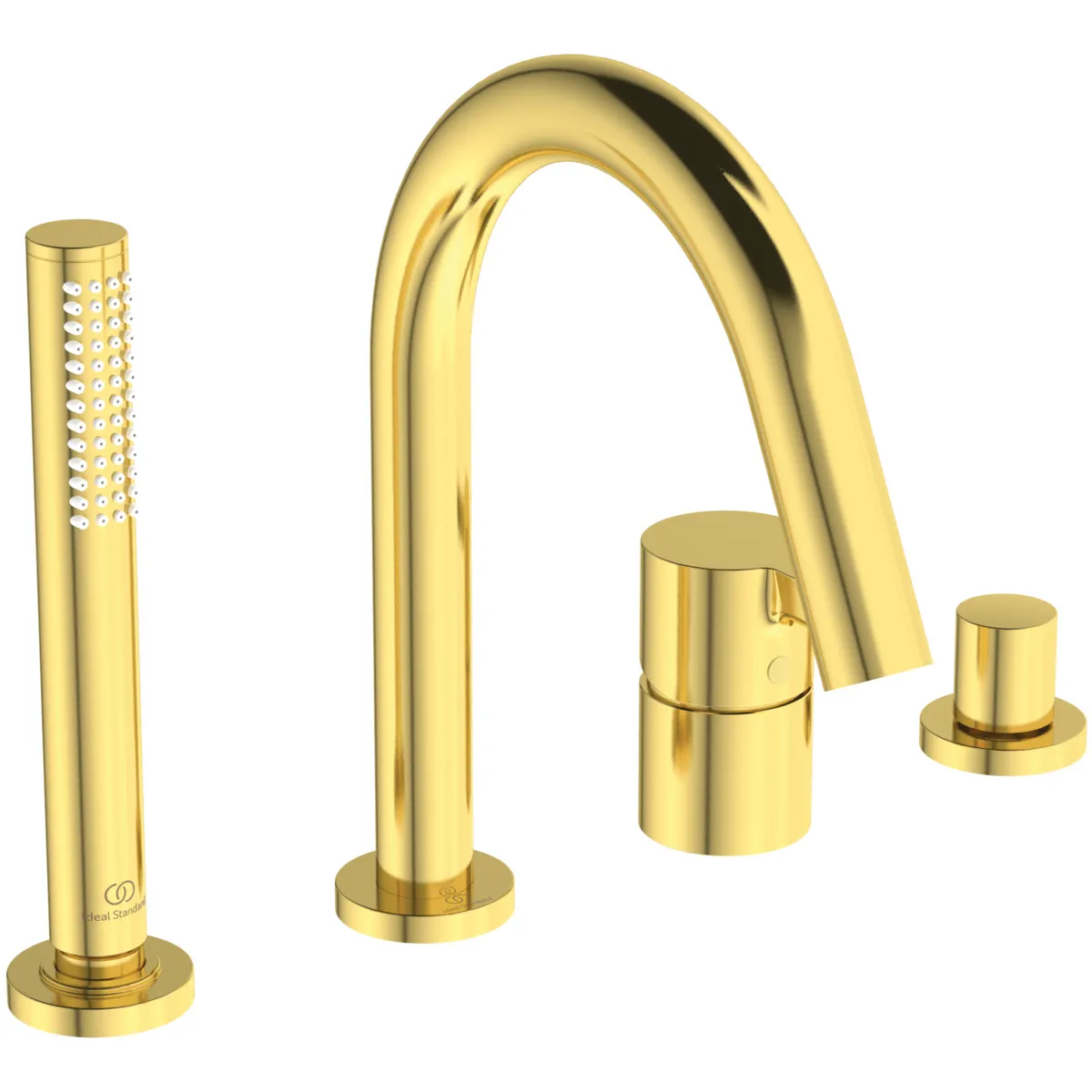 Ideal Standard Joy Armatur BC789A2, 4-Loch, Stab-Handbrause, Brushed Gold Ideal Standard Joy Armatur BC789A2, 4-Loch, Stab-Handbrause, Brushed Gold