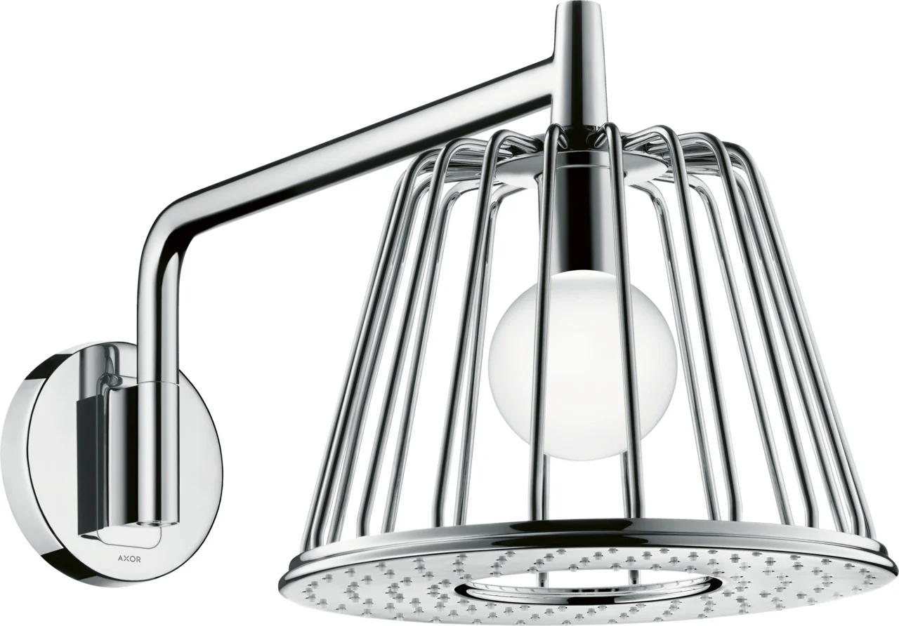 Hansgrohe AXOR LampShower/Nendo Kopfbrause mit Brausearm, Chrom, 275 mm, 13,5 l/min, integrierte LED-Beleuchtung
