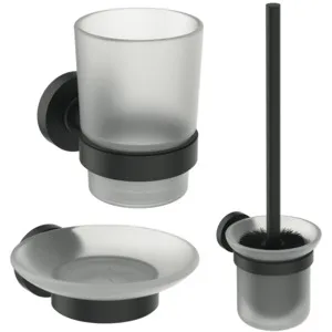 Ideal Standard IOM Accessoires-Paket WC-Bürstengarnitur, Mundglas und Seifenschale Silk Black