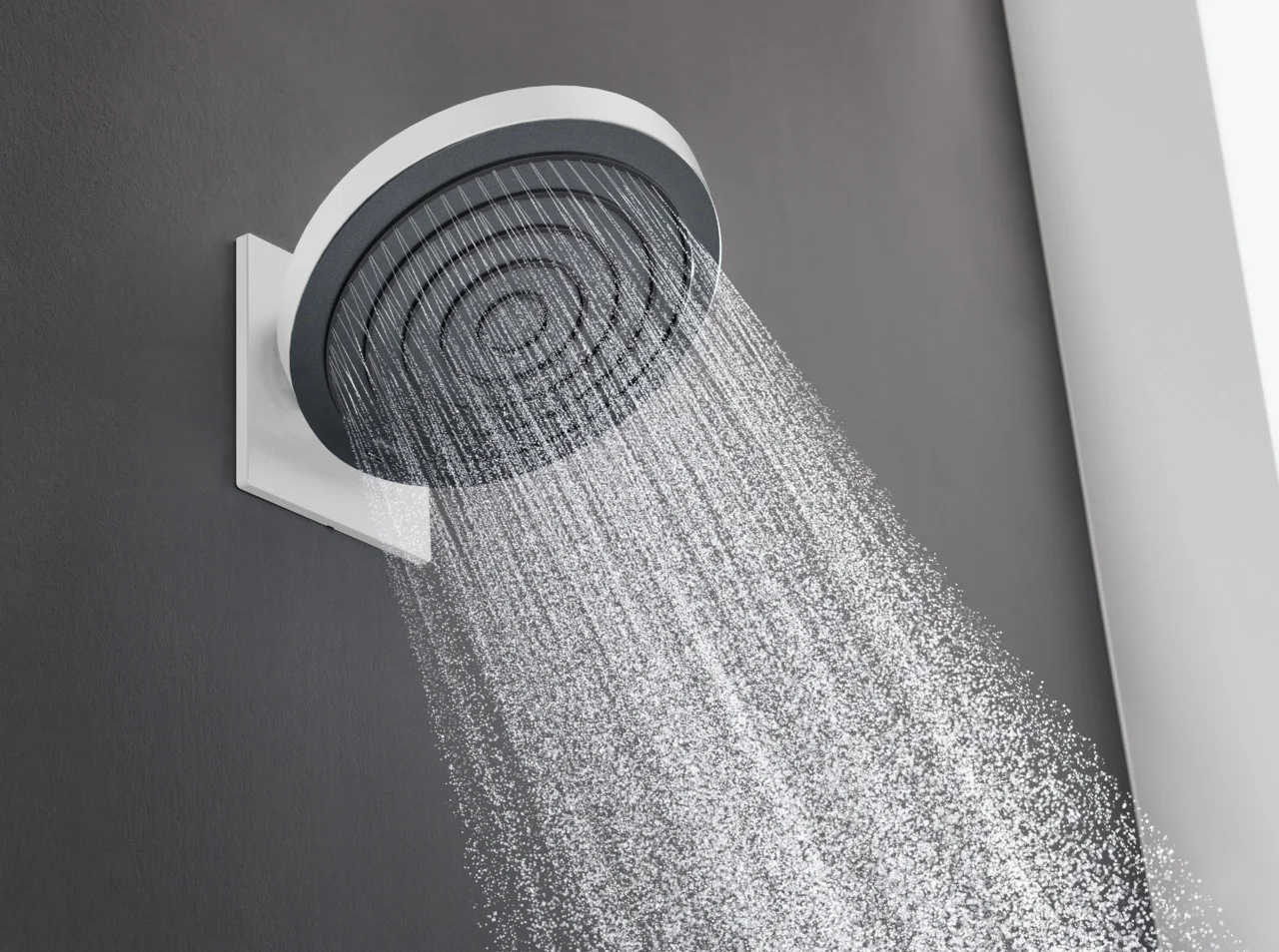 Hansgrohe Pulsify S Kopfbrause 260 mm, 2 Strahlarten, PowderRain & Intense PowderRain, Mattweiß, Wandanschluss für iBox universal