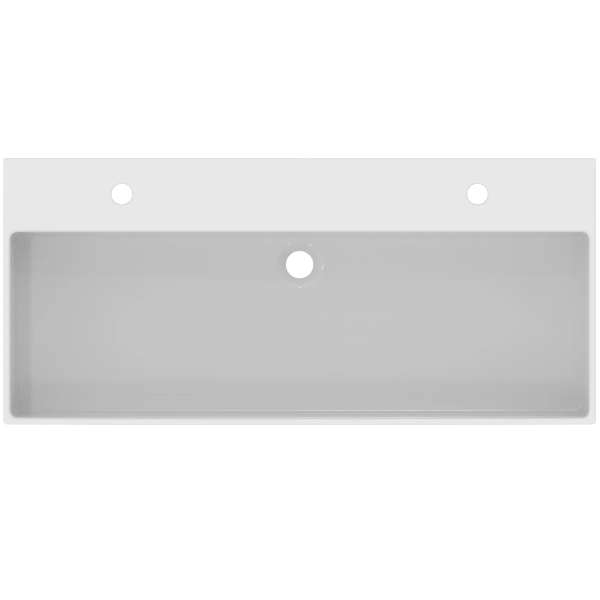 Waschbecken „Extra“ 100 × 45 × 15 cm, Hahnlochposition links und rechts in Weiß