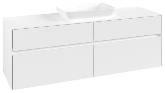 Villeroy & Boch Waschtischunterschrank „Collaro“ 1600 × 548 × 500 mm Weiß Matt, ohne Beleuchtung, für Becken mittig