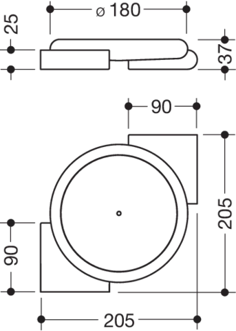 HEWI Eckablage „Serie 477“ in 20,5 × 3,7 × 20,5 cm