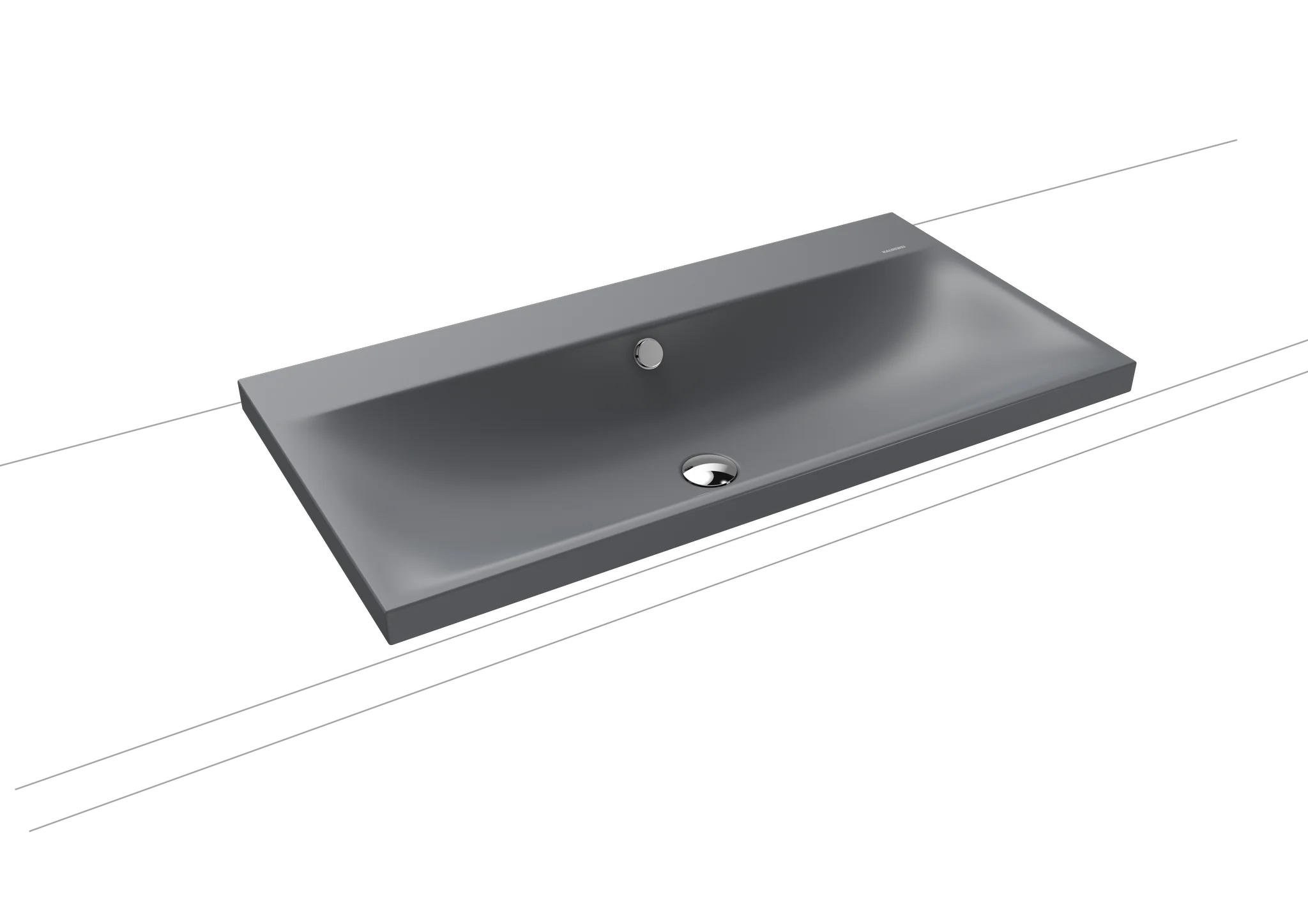Kaldewei SILENIO Aufsatzwaschtisch, 900x460 mm, Randhöhe 40 mm, cool grey 70, Perl-Effekt, Antidröhn mit Überlauf, Sichtteile schwarz matt 100