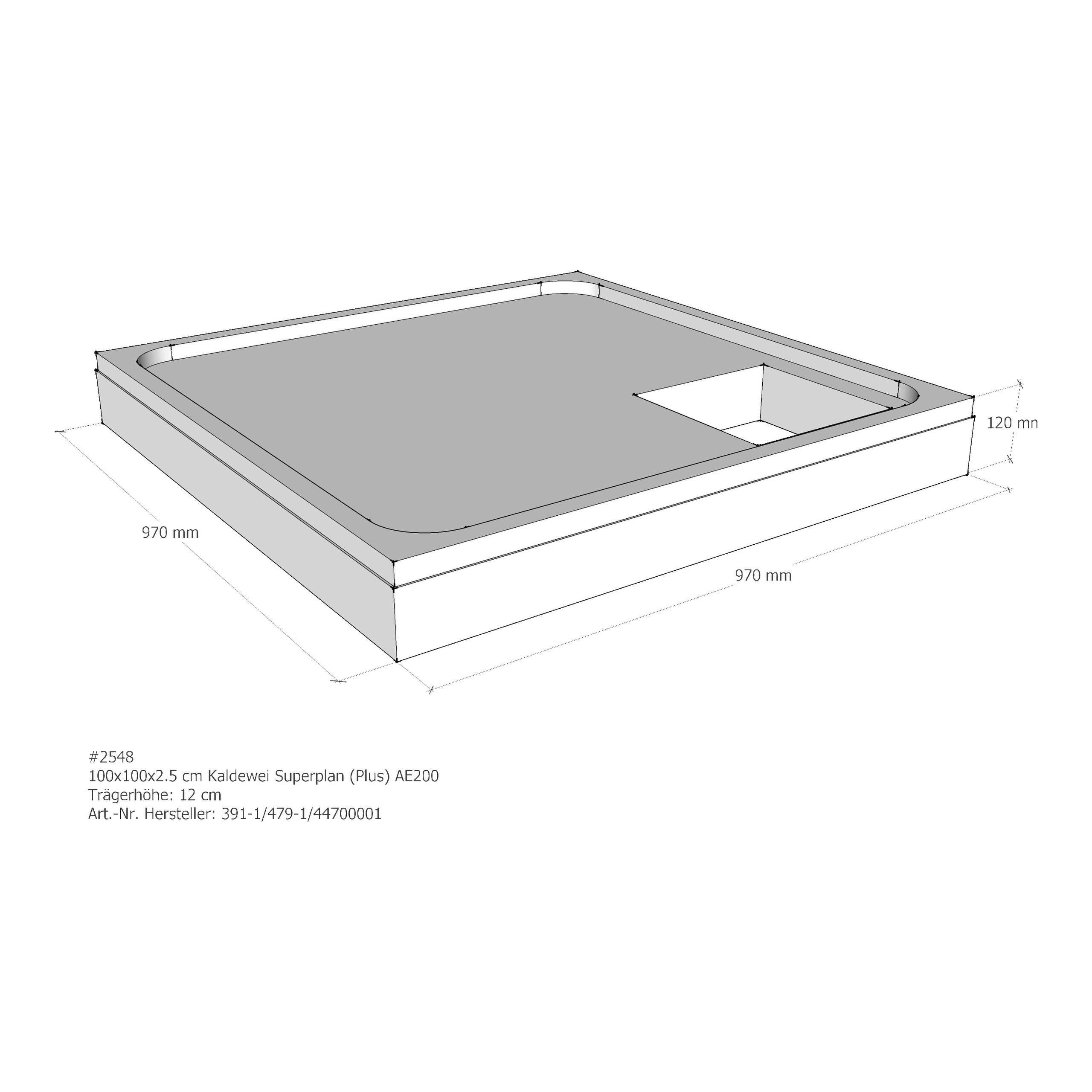 Duschwannenträger für Kaldewei Superplan (Plus) 100 × 100 × 2,5 cm