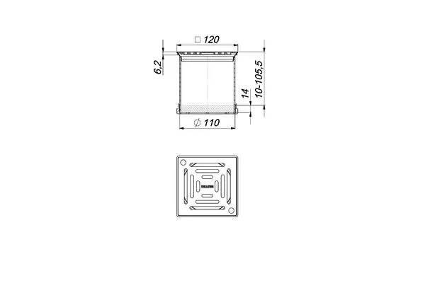 Aufsatz EN 12, Rost verschraubt, 120 x 120 mm
