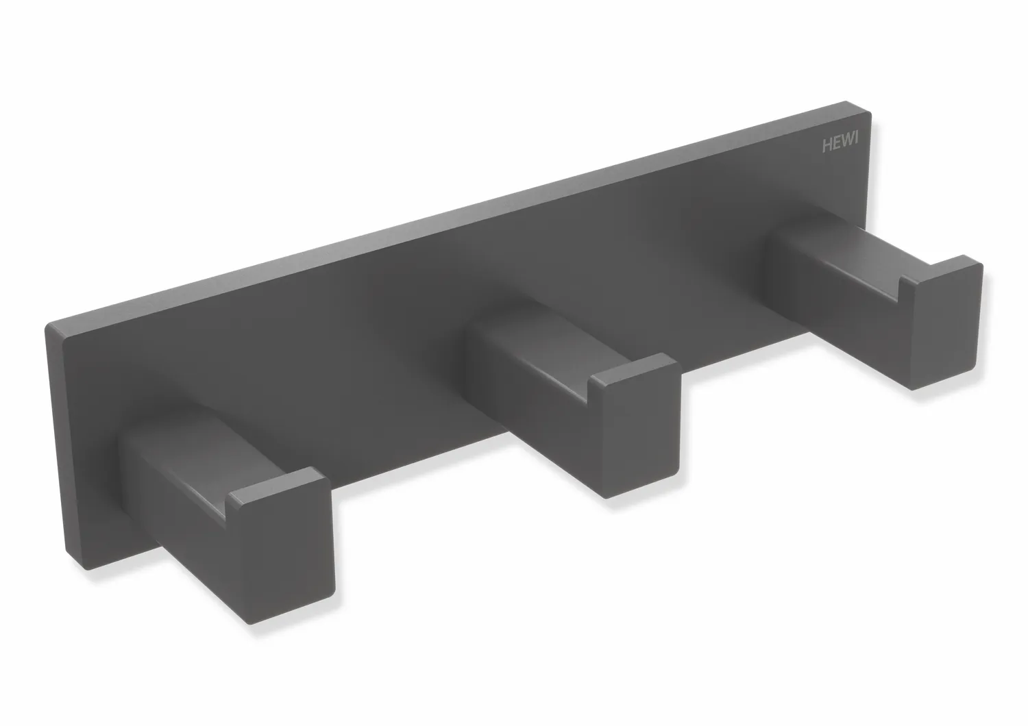 HEWI Hakenleiste System 900Q, Edelstahl, pulverbeschichtet, Breite 155 mm, Tiefe 44 mm, SC (Dunkelgrau Perlglimmer tiefmatt)