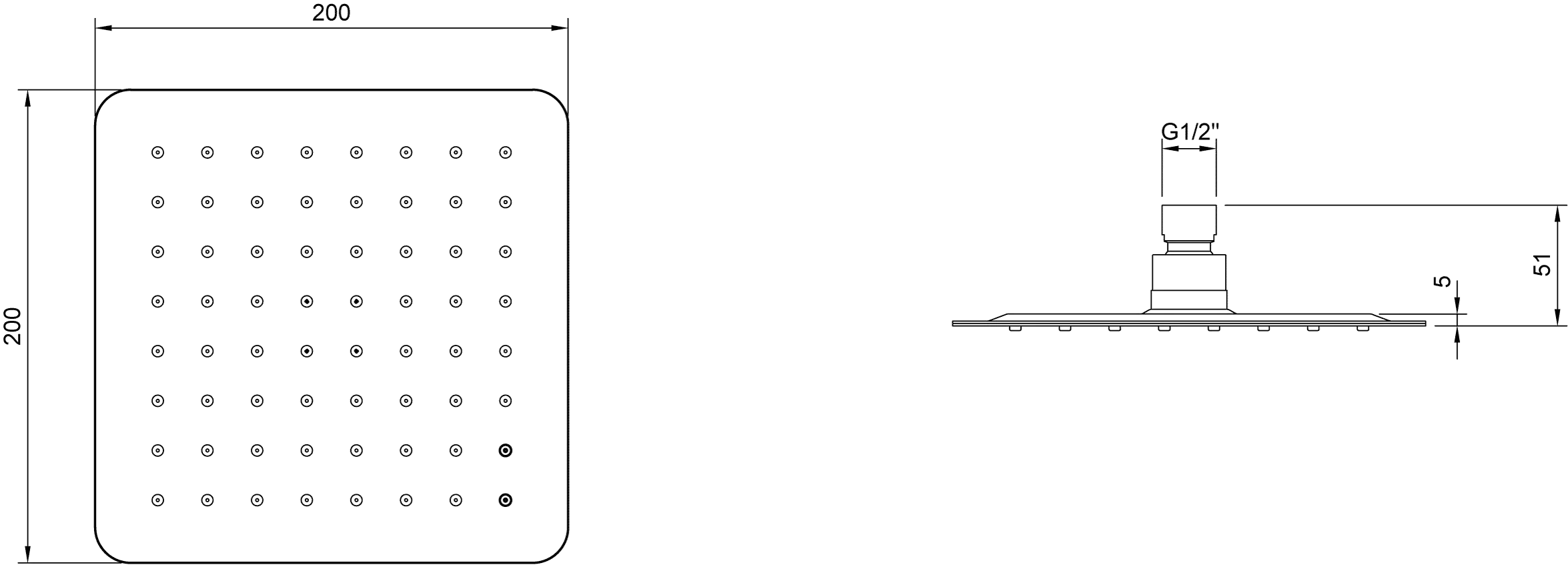 Duschkopf TVC00040220061, quadratisch 20 cm in Chrom Duschkopf TVC00040220061, quadratisch 20 cm in Chrom