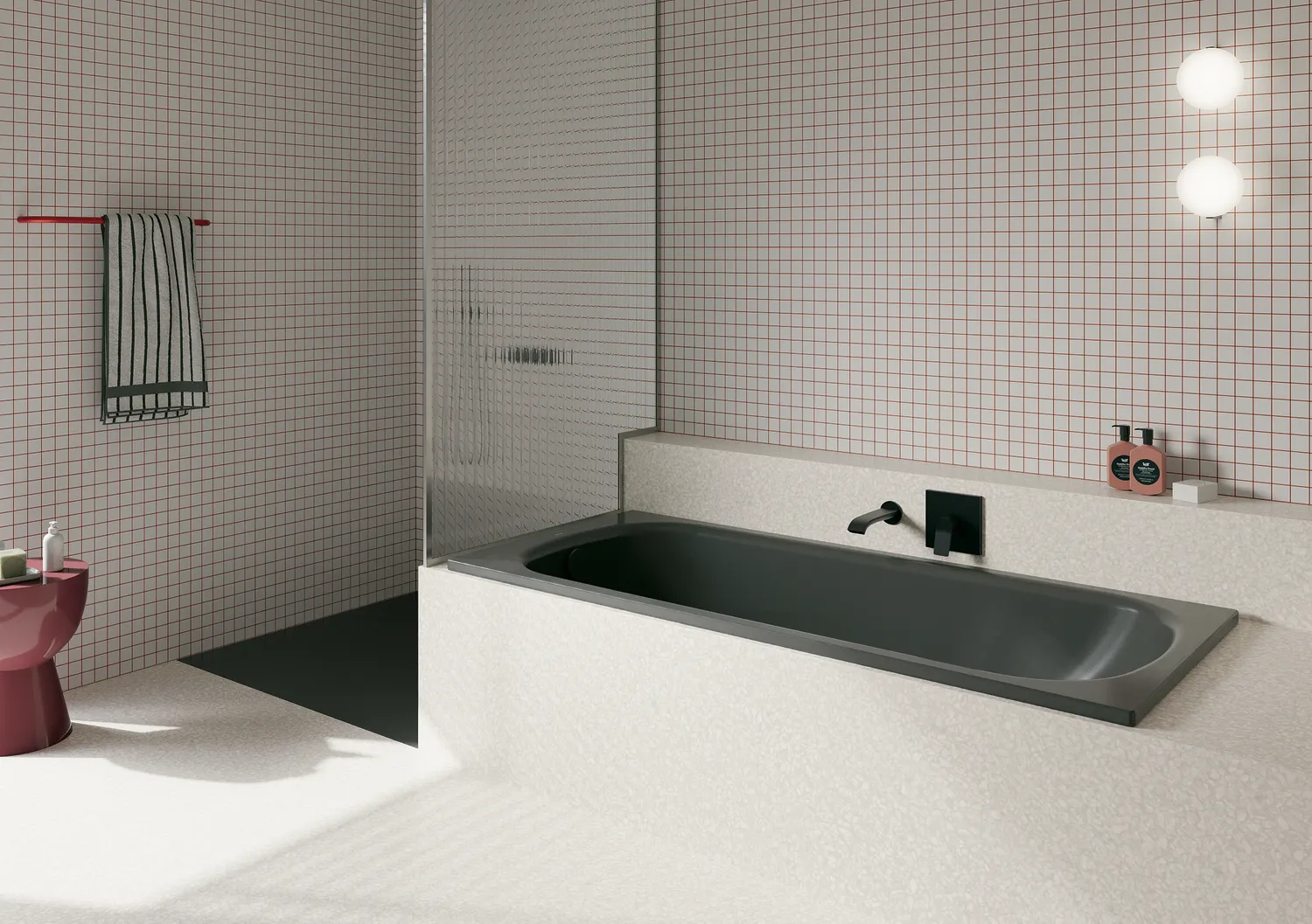 Bette BetteForm Badewanne Anthracite 1700x730x420 mm Einbau 1-Sitzer Bade-Duschkombination glasierter Titan-Stahl