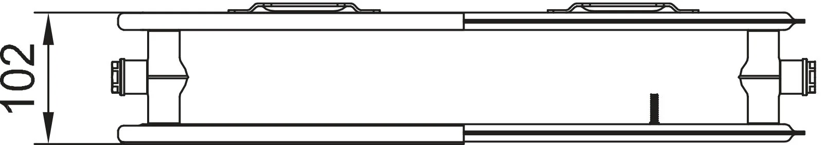 Flachheizkörper therm-x2 Plan-K Hygiene Typ 20, HxLxT: 305x1005x102 mm, Farbe: Weiß RAL 9016 seidenglanz, 10 bar, Abdeckung: ohne, Wärmeleistung 75/65-20: 541 Watt, Bohrkonsole