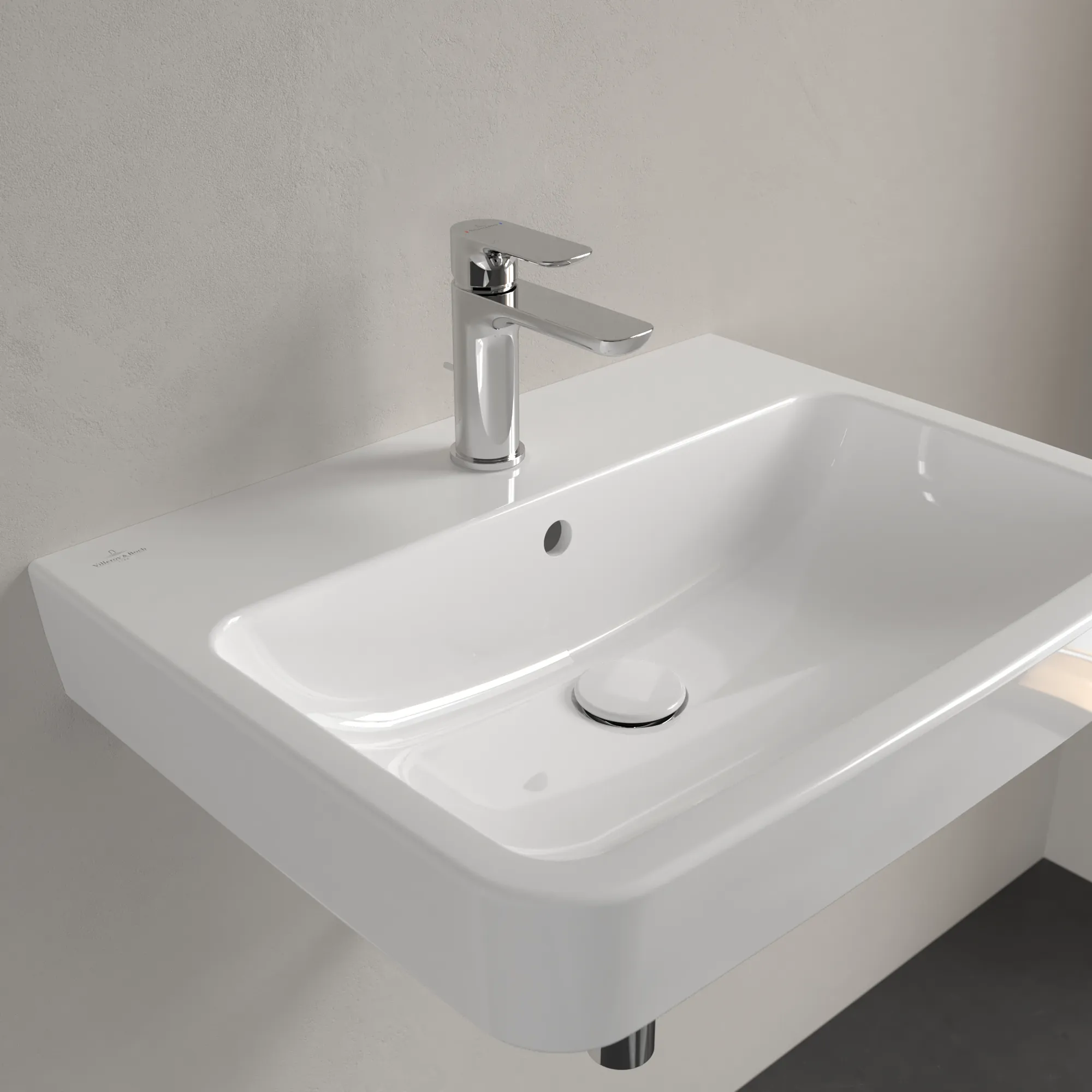 Villeroy & Boch Einbau-/Aufsatz Wandwaschtisch geschliffen „O.novo“ 600 × 460 × 175 mm, für Becken mittig, mit Hahnlochbohrung, Hahnlochposition mittig in Weiß Alpin Villeroy & Boch Einbau-/Aufsatz Wandwaschtisch geschliffen „O.novo“ 600 × 460 × 175 mm, für Becken mittig, mit Hahnlochbohrung, Hahnlochposition mittig in Weiß Alpin