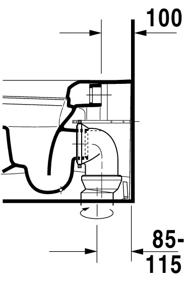 Stand-Tiefspül-WC back to wall „ME by Starck“ 37 × 40 × 60 cm in, Abgang waagerecht