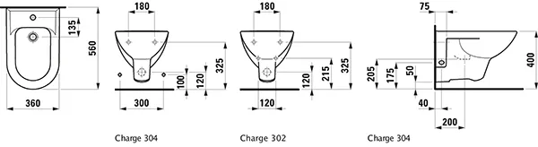 Wandbidet PRO 560x360 1 Hahnloch 2 seitliche Löcher für Wasseranschluss weiß