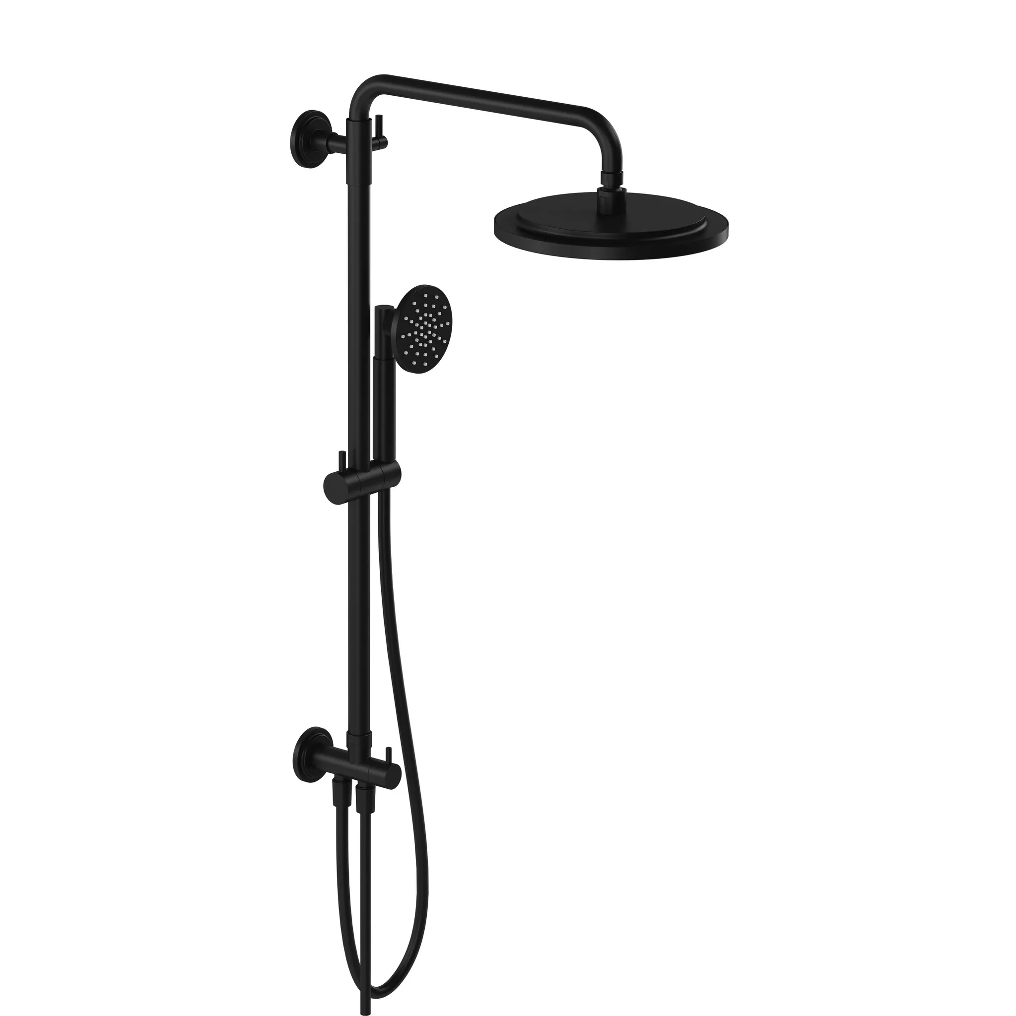 VitrA Origin Classic Duschsystem mit Kopf- und Handbrause Wandmontage, Schwarz Matt