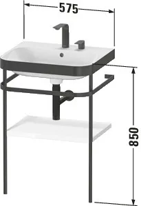 Duravit Waschtischunterschrank mit Metallkonsole „Happy D.2 Plus“ 57,5 × 85 × 49 cm in Weiß Hochglanz