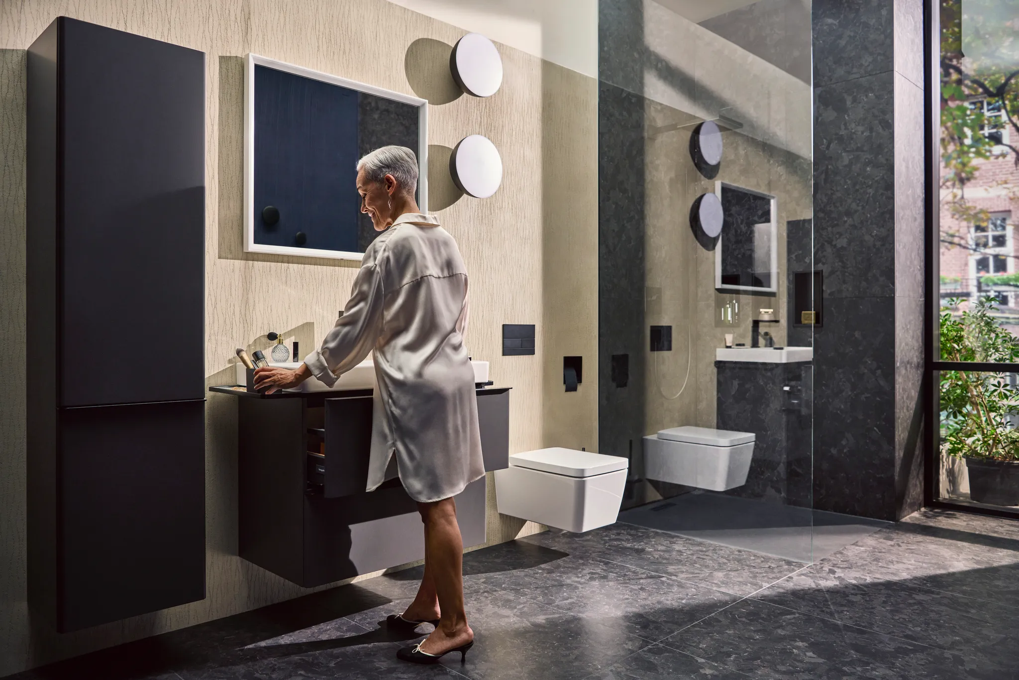 Xelu Q Waschtisch mit Ablage rechts 800/480 mit 2 Hahnlöchern ohne Überlauf, SmartClean Weiß Xelu Q Waschtisch mit Ablage rechts 800/480 mit 2 Hahnlöchern ohne Überlauf, SmartClean Weiß