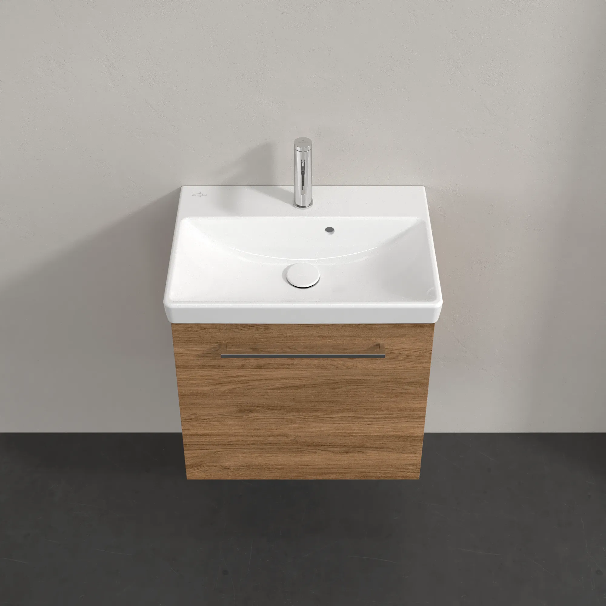 Villeroy & Boch Waschtischunterschrank mit Tür „Avento“ für Schrankwaschtisch 530 × 514 × 352 mm Kansas Oak, Anschlag rechts, Soft Closing, 1 Tür