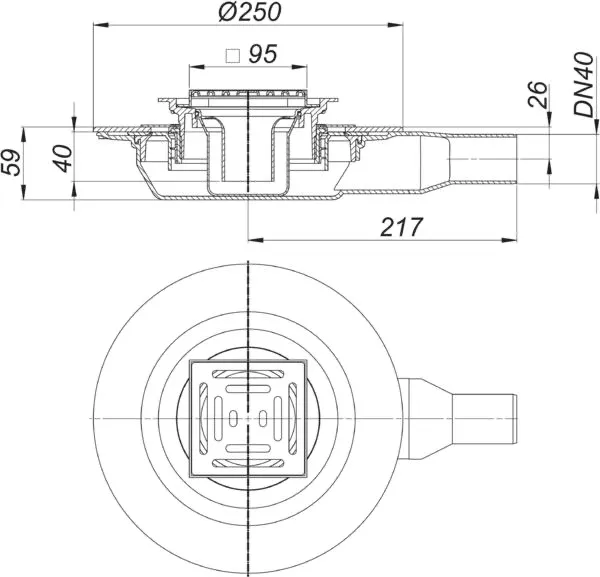 Bodenablauf CIRCOPlan 40.2, DN 40, 100 x 100 mm Bodenablauf CIRCOPlan 40.2, DN 40, 100 x 100 mm
