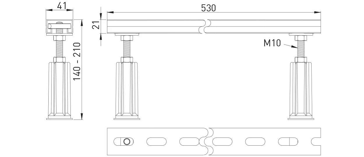 Badewannenfüße universal vz, 530 mm Stellfüße M 10 x 85 mm
