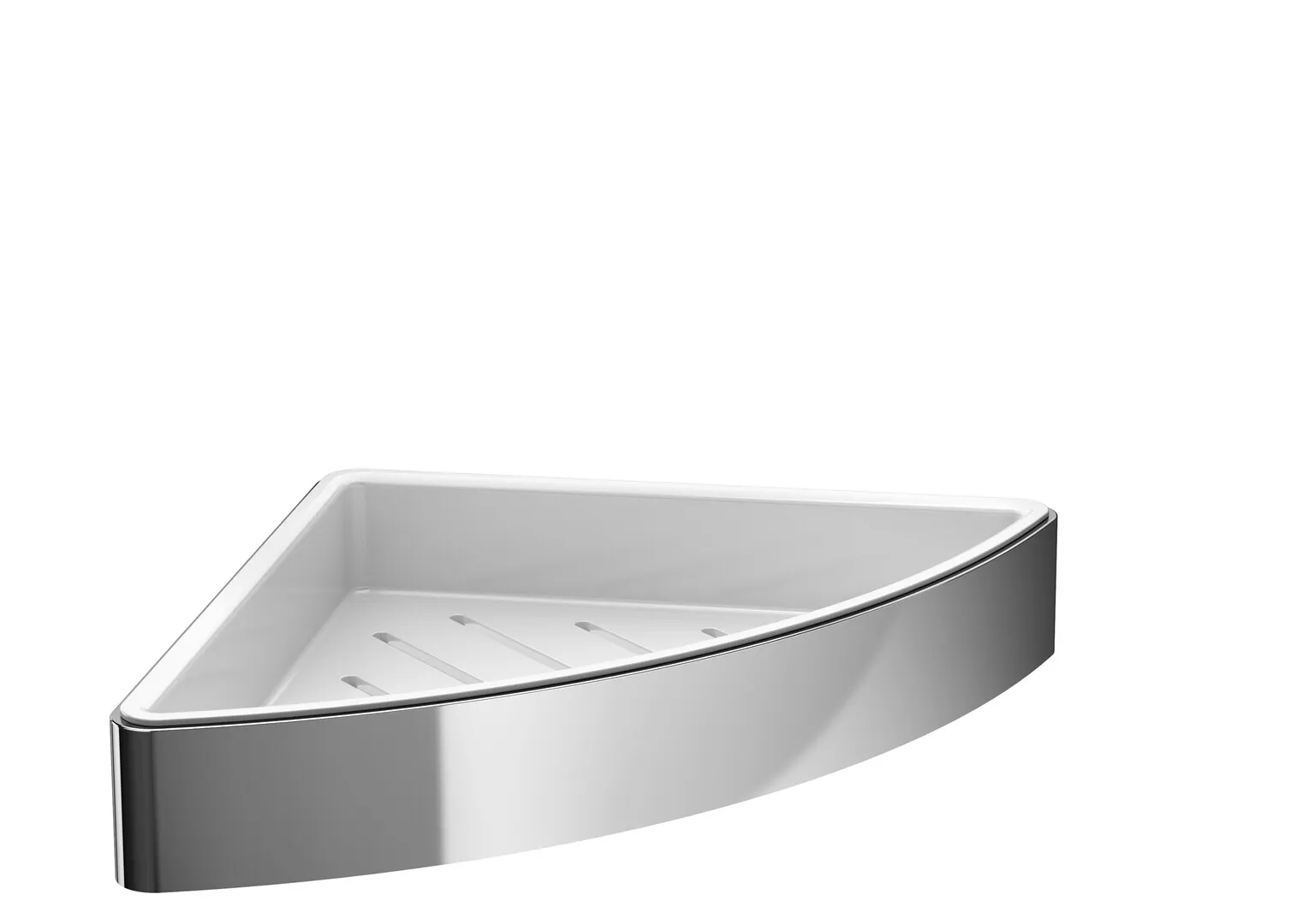 loft Eckschwammkorb mit Kunststoffeinsatz 179 × 36 × 179 mm, chrom/weiss loft Eckschwammkorb mit Kunststoffeinsatz 179 × 36 × 179 mm, chrom/weiss