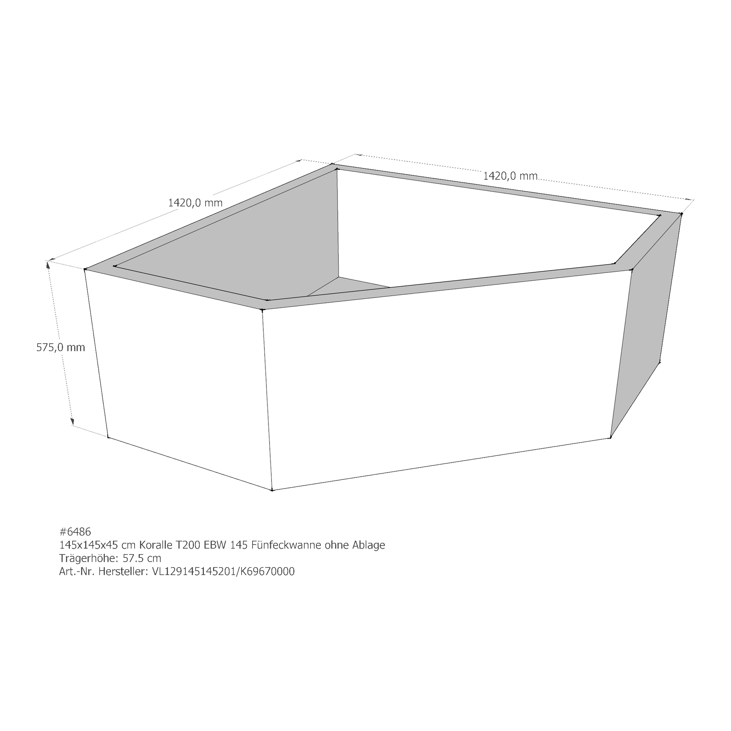 Badewannenträger für Koralle 145 × 145 × 45 cm Badewannenträger für Koralle 145 × 145 × 45 cm