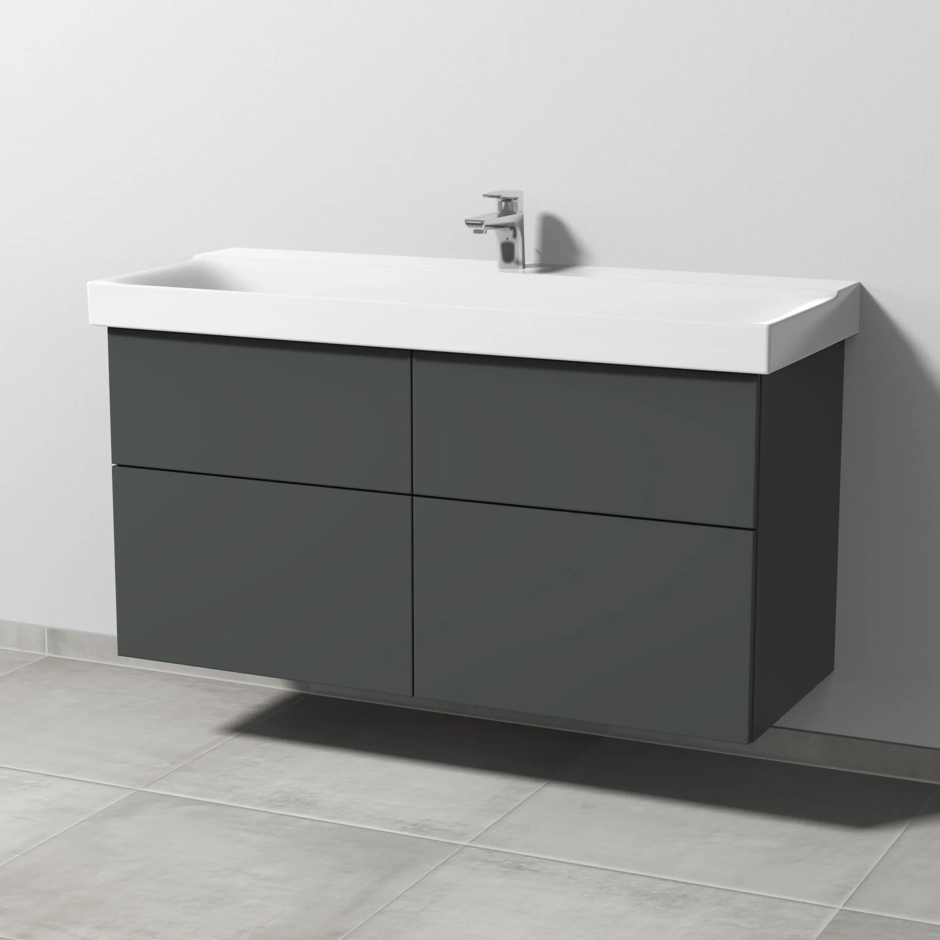 Waschtischunterbau mit Auszügen 3way (SM664) 593x1150x452 Anthrazit-Matt