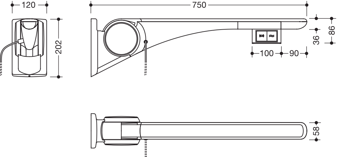 HEWI Stützklappgriff „Serie 802 LifeSystem“