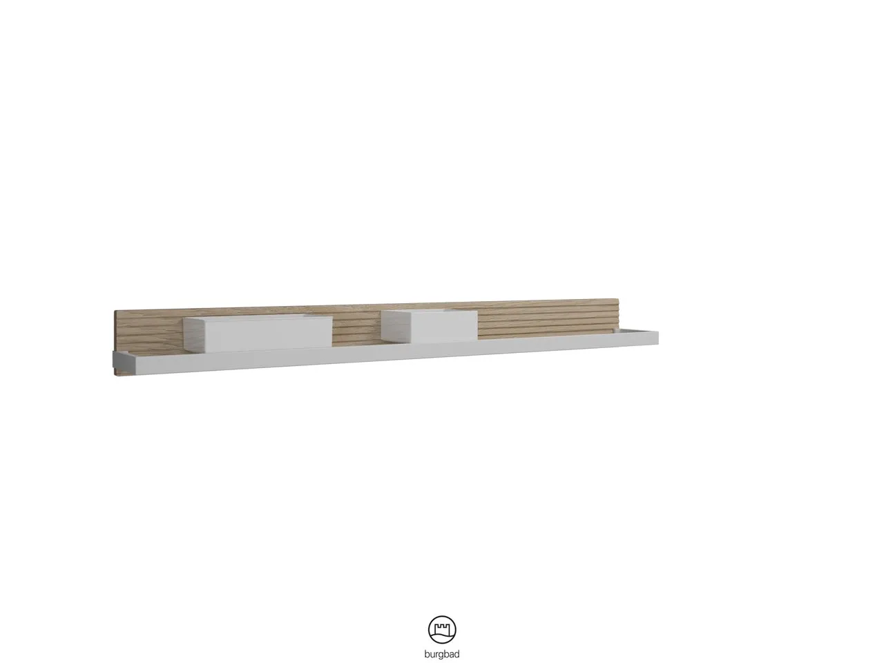Wandboard Fiumo von burgbad - Metallreling, Plisseestruktur, Anthrazitgrau, 117 x 1.200 x 150 mm