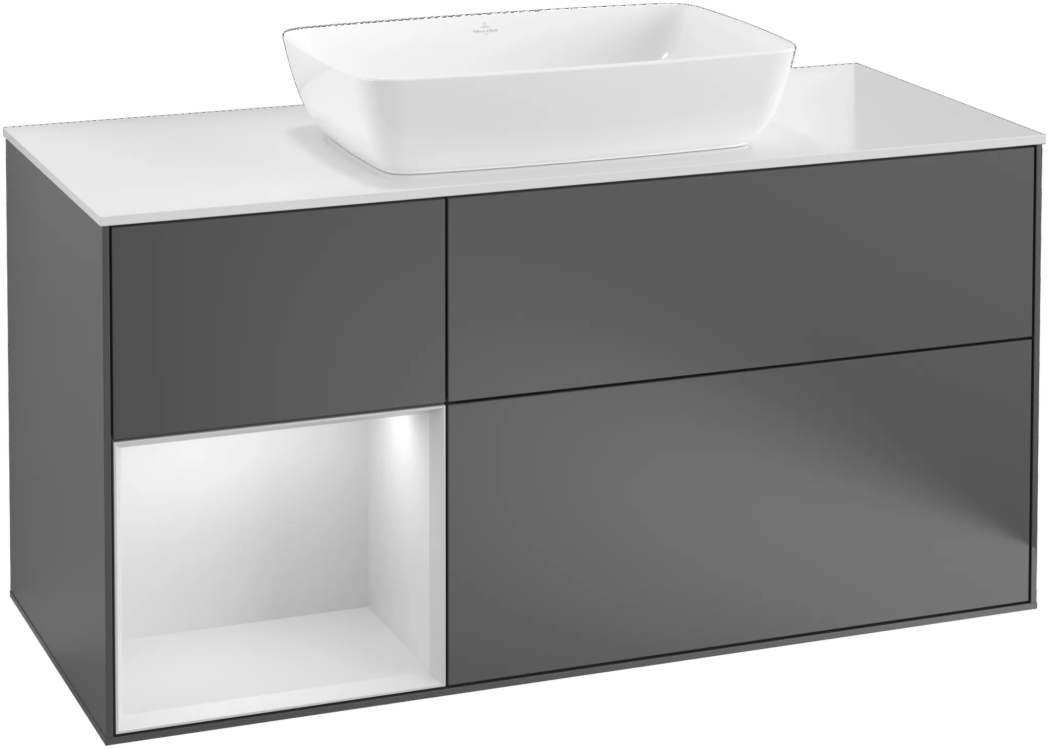 Villeroy & Boch Waschtischunterschrank „Finion“ für Schrankwaschtisch 1200 × 603 × 501 mm Glossy White Lacquer, für Becken mittig, mit Hahnlochbohrung Villeroy & Boch Waschtischunterschrank „Finion“ für Schrankwaschtisch 1200 × 603 × 501 mm Glossy White Lacquer, für Becken mittig, mit Hahnlochbohrung