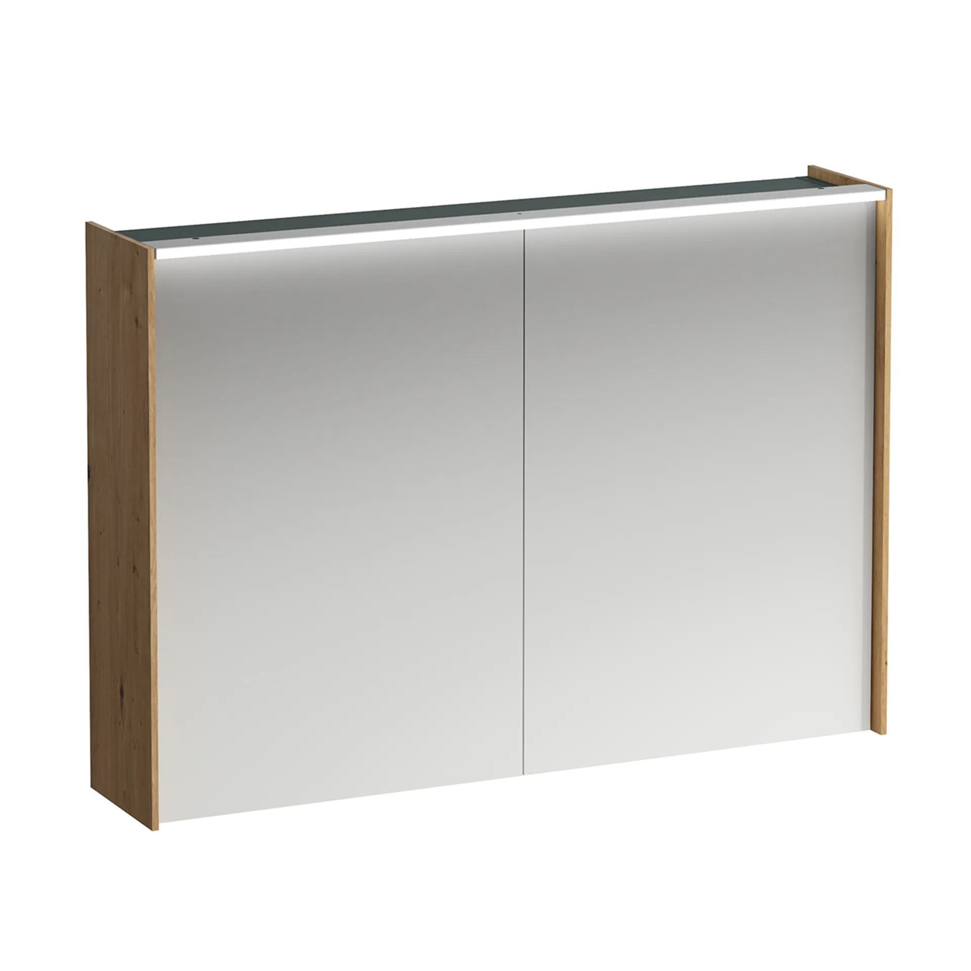 Spiegelschrank LANI LED-Beleuchtung horizontal mit Steckdose 715x1020x210 2 Türen 2 Glasfachböden weiß matt