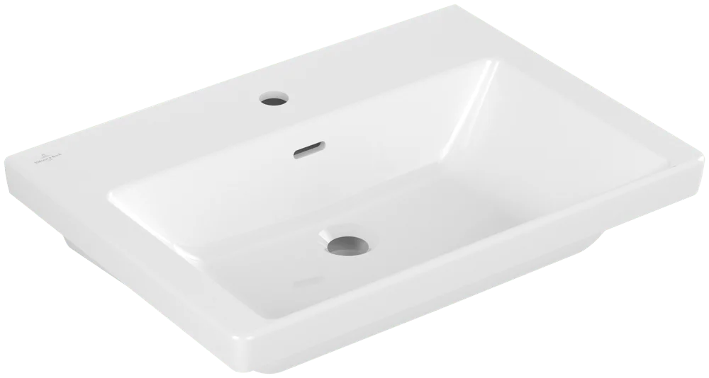 Villeroy & Boch Subway 3.0 Schrankwaschtisch, 650x470x165mm, glänzend weiß Alpin, TitanCeram, mit Überlauf, Wandmontage