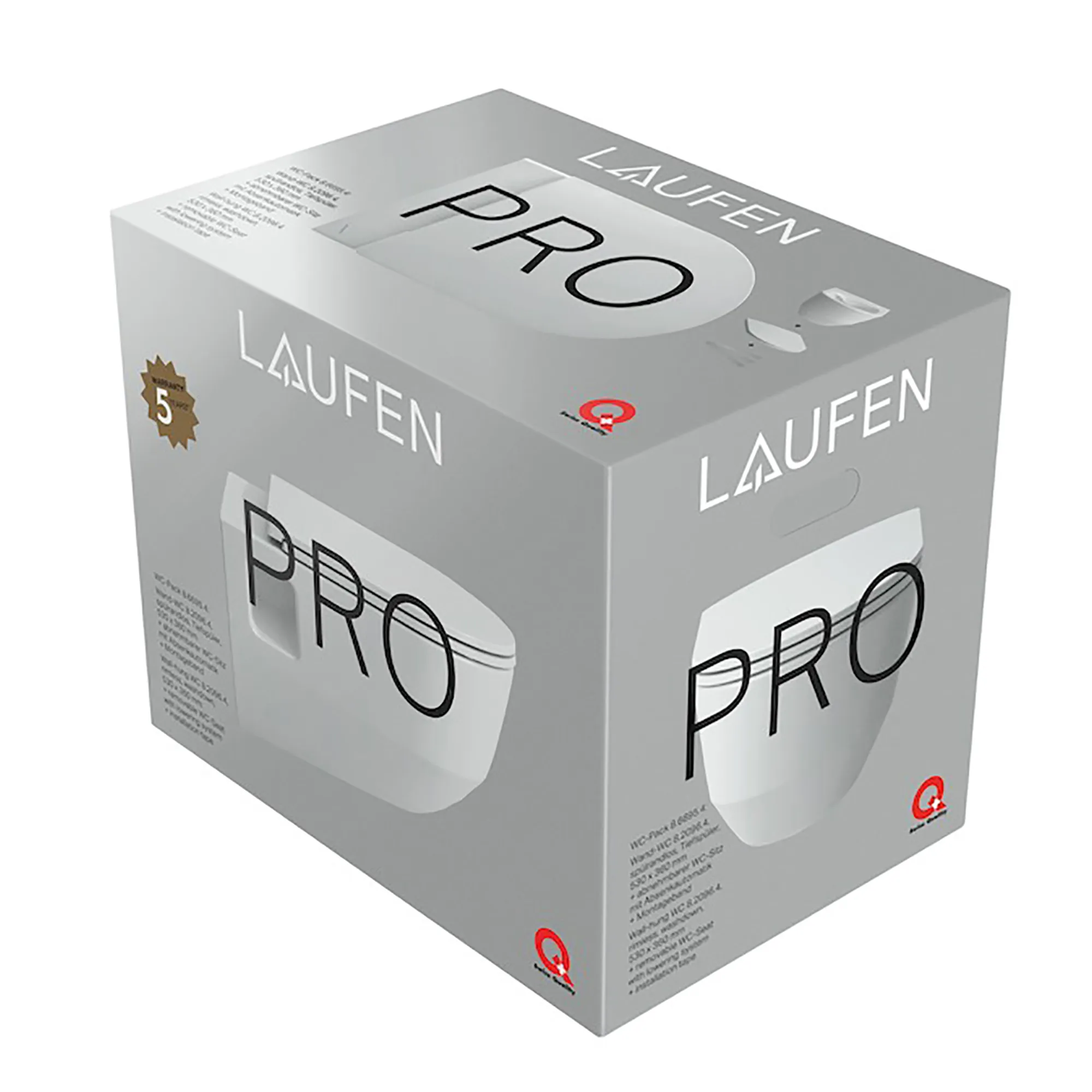 Tiefspül-WC wandhängend+Sitz PRO Pack 530x360x350 spülrandlos weiß