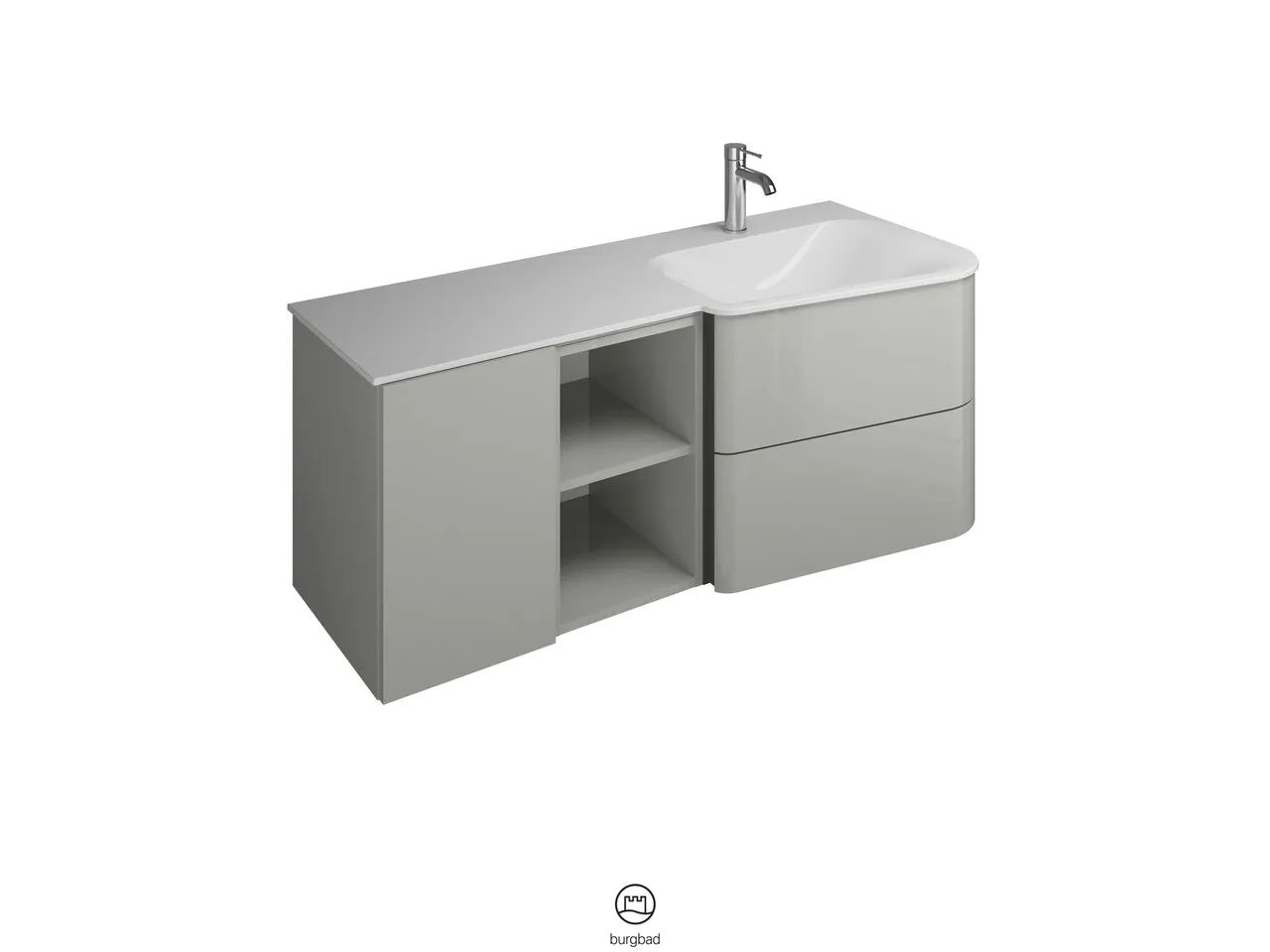 burgbad Badmöbelset „Badu“ Griffleiste, Weiß, in Weiß Matt burgbad Badmöbelset „Badu“ Griffleiste, Weiß, in Weiß Matt