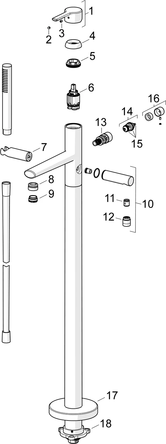 HansaRONDA Einhebelmischer Badebatterie mit Standrohr 0342 1-strahlig Ausladung 200 mm DN15 Chrom HansaRONDA Einhebelmischer Badebatterie mit Standrohr 0342 1-strahlig Ausladung 200 mm DN15 Chrom