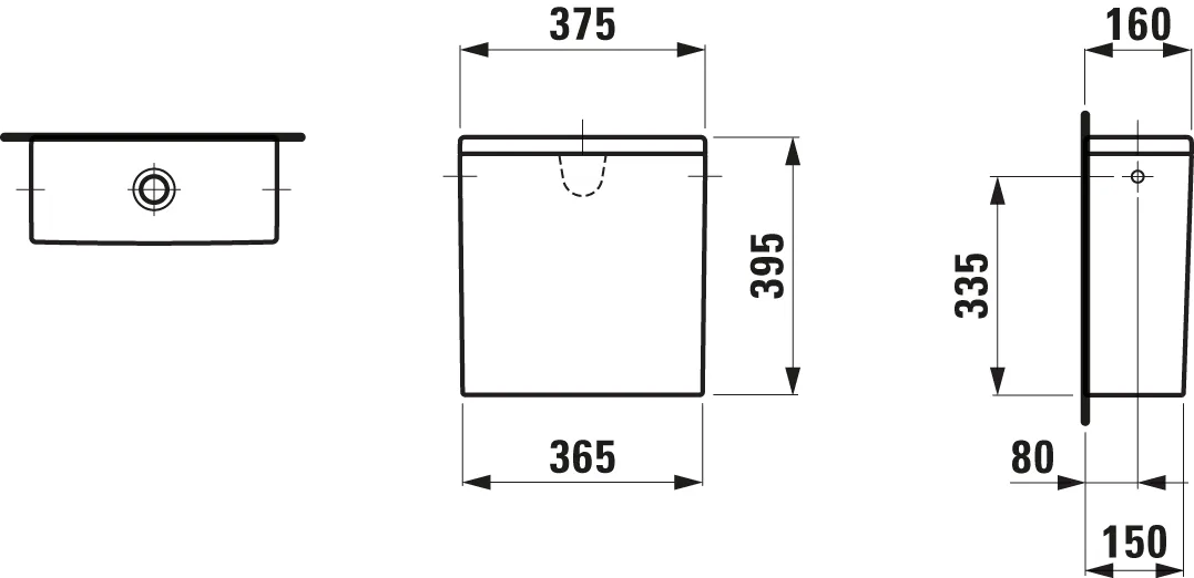 Spülkasten PRO 160x375x395 Wasseranschluss seitlich weiß