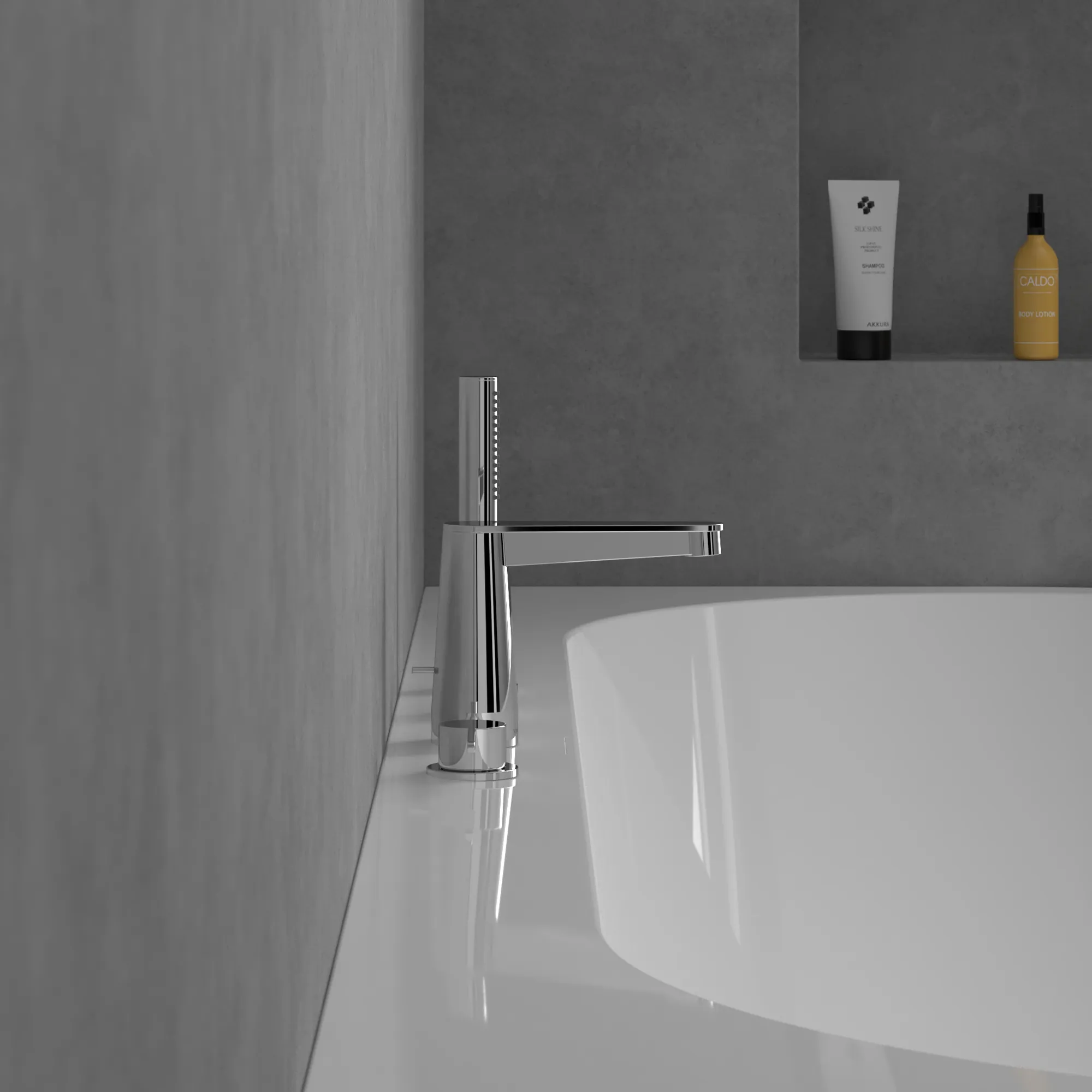 Zweihand-Wannenarmatur „Conum“ Ausladung 129 mm in Chrom Zweihand-Wannenarmatur „Conum“ Ausladung 129 mm in Chrom